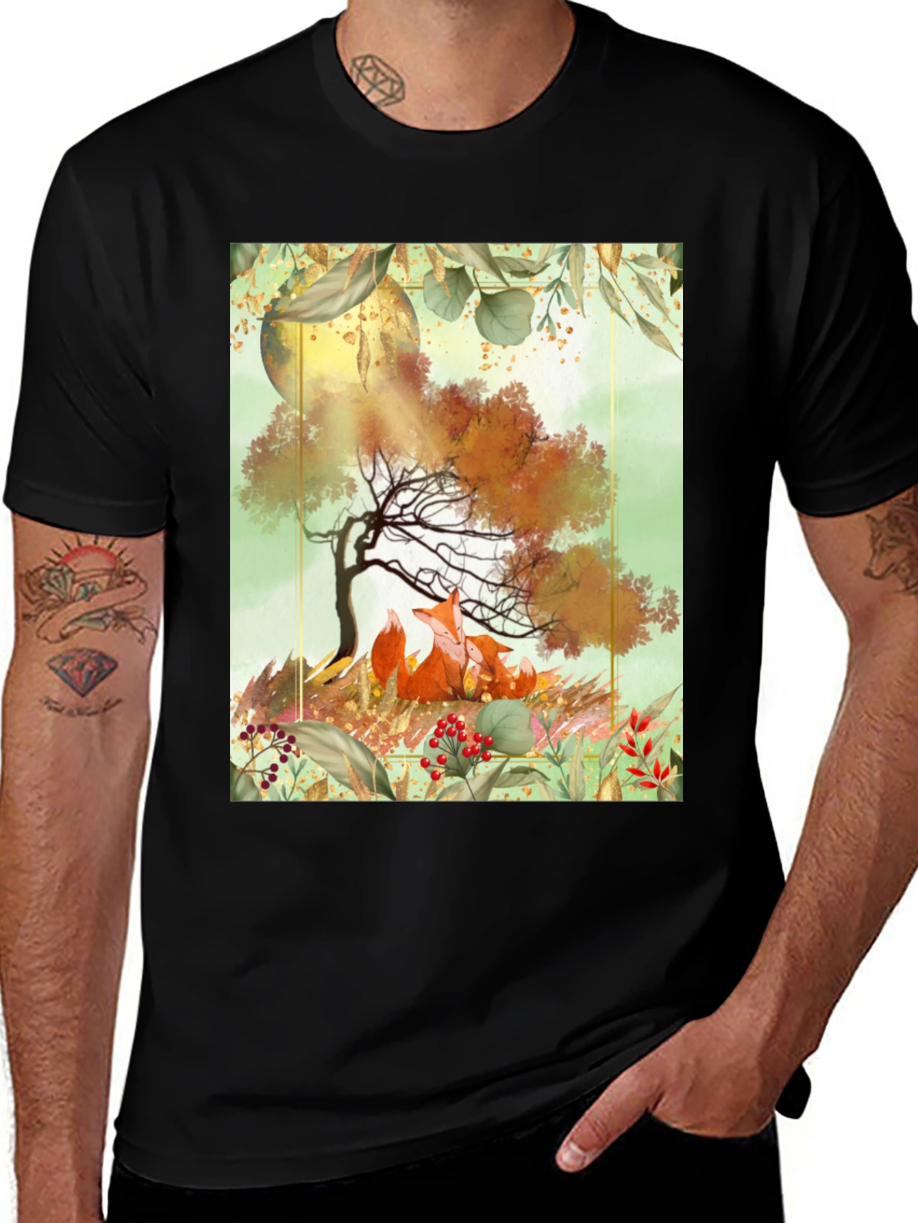 Fox & Tree Graphic T-Shirt - Nature Inspired Tee