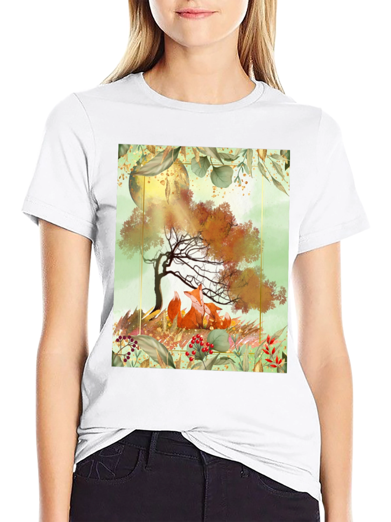 Fox & Tree Graphic T-Shirt - Nature Inspired Tee