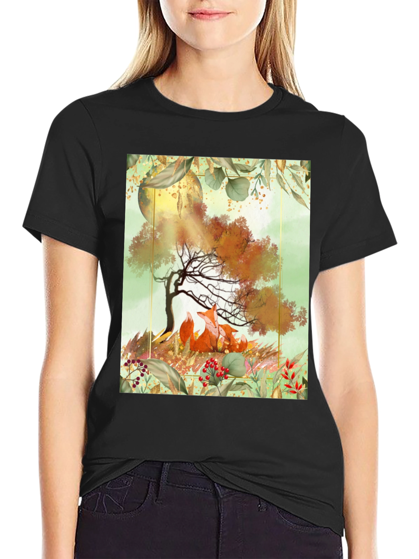 Fox & Tree Graphic T-Shirt - Nature Inspired Tee