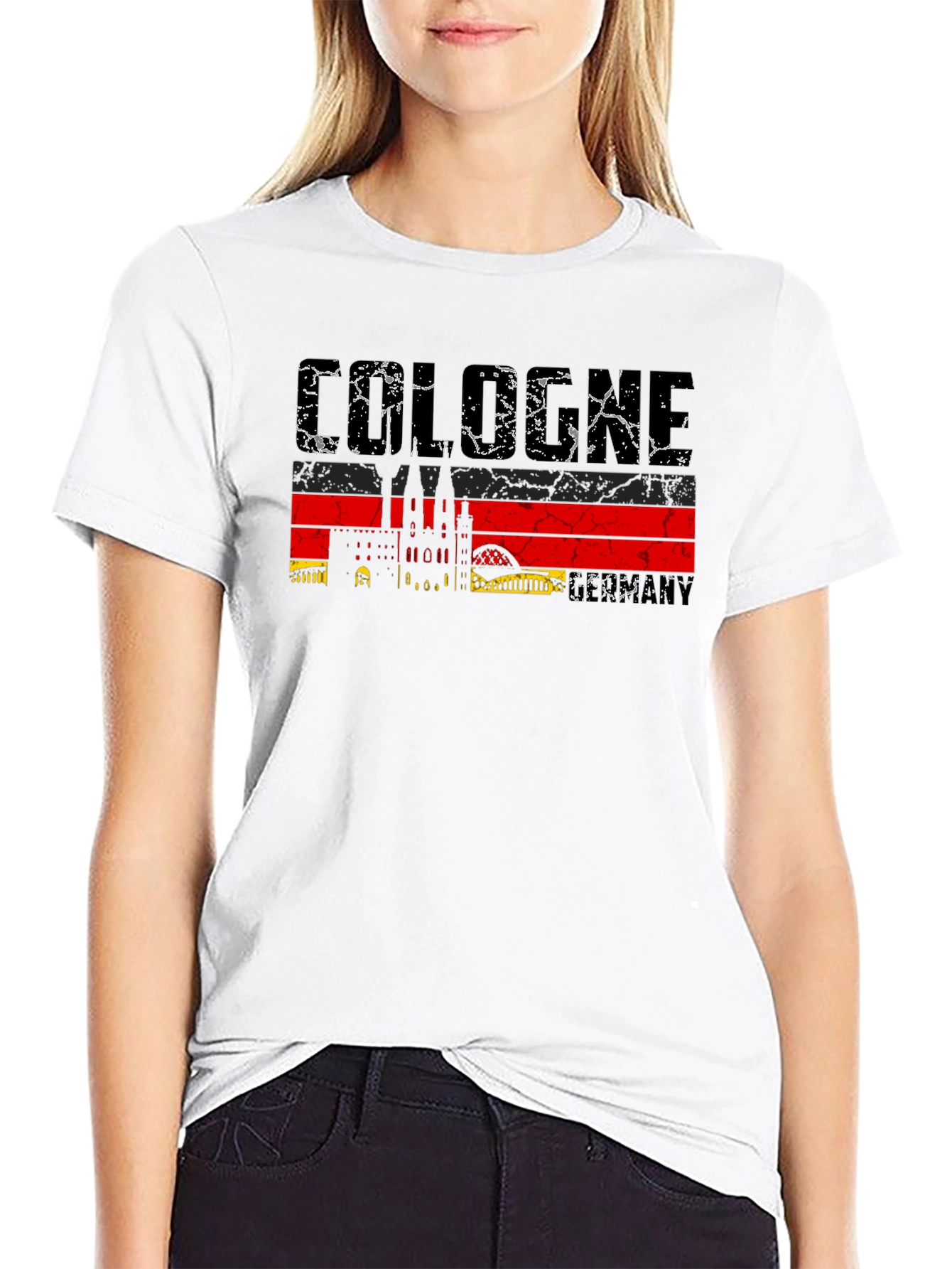 Cologne Germany Skyline Black Graphic Tee