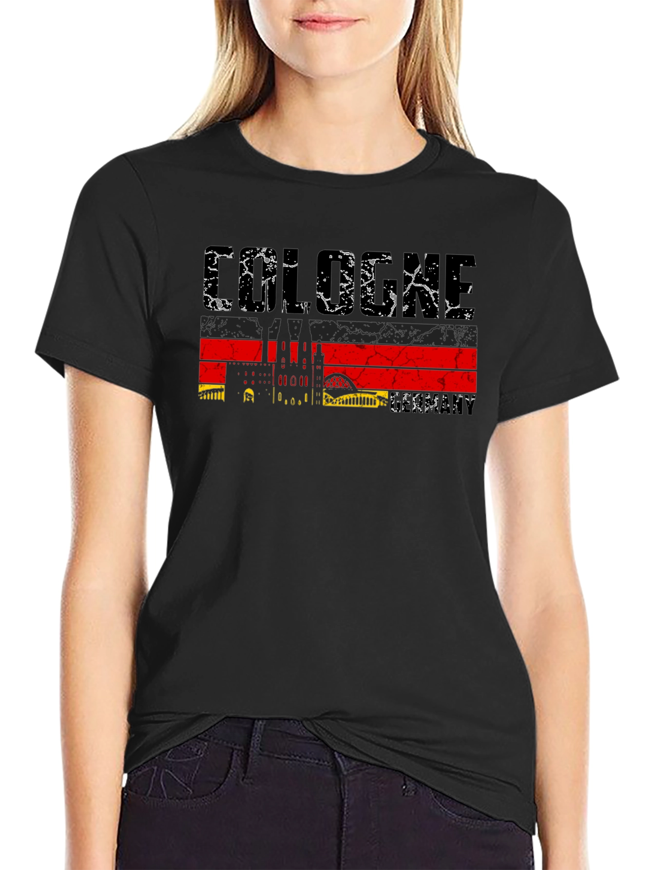 Cologne Germany Skyline Black Graphic Tee
