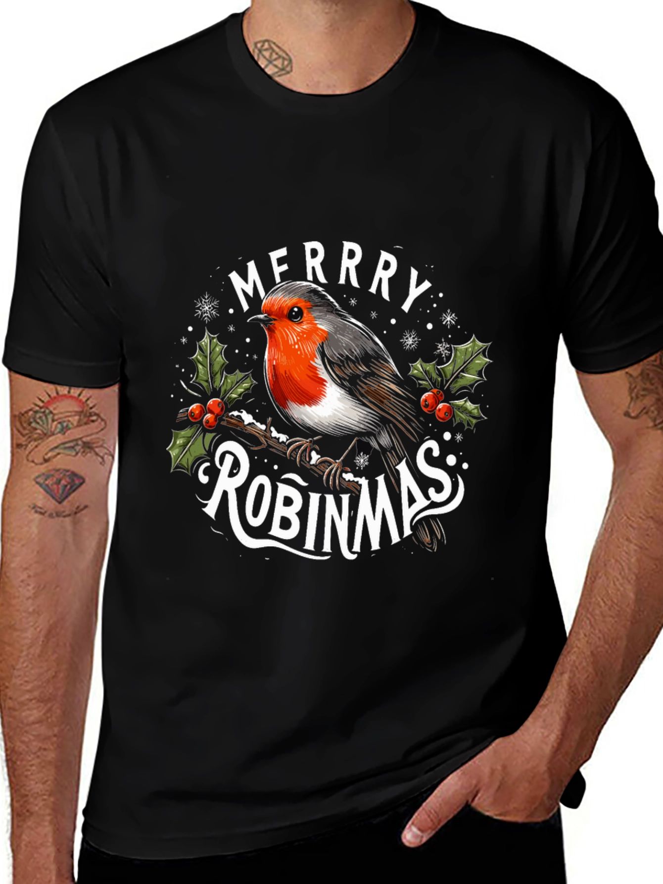 Merry Robinmas Holiday Graphic T-Shirt