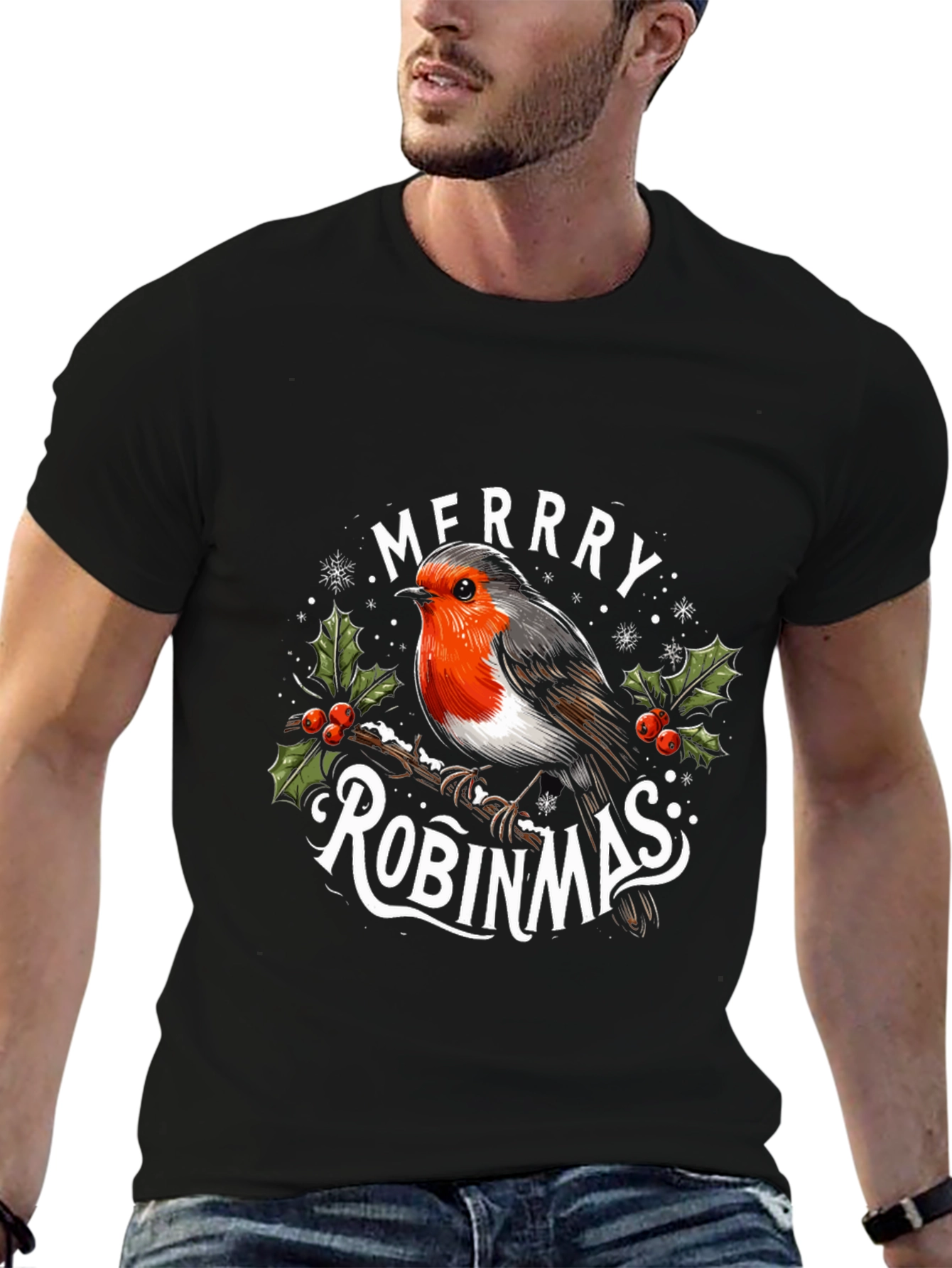 Merry Robinmas Holiday Graphic T-Shirt