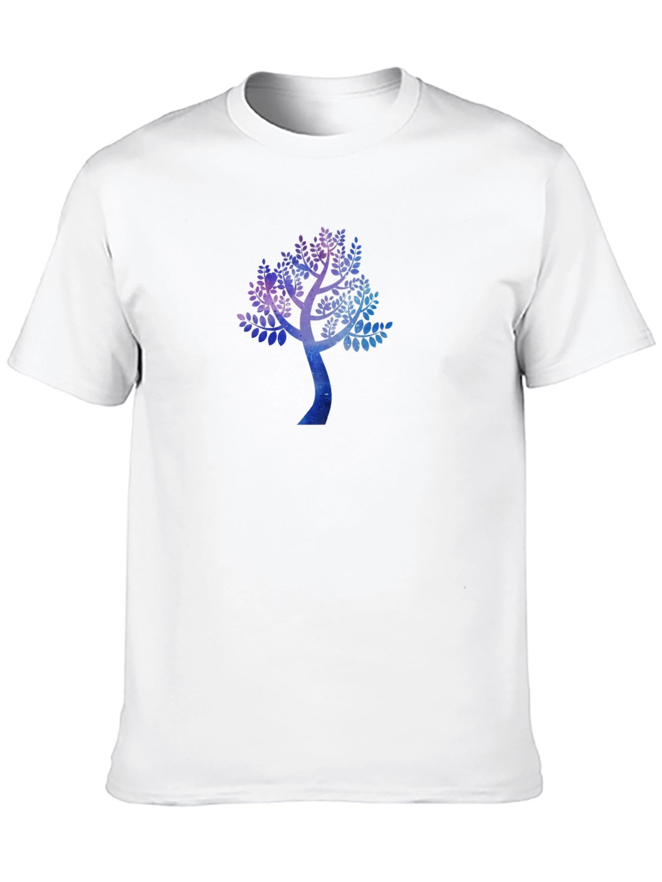 Galaxy Tree Print Black Crew Neck T-Shirt