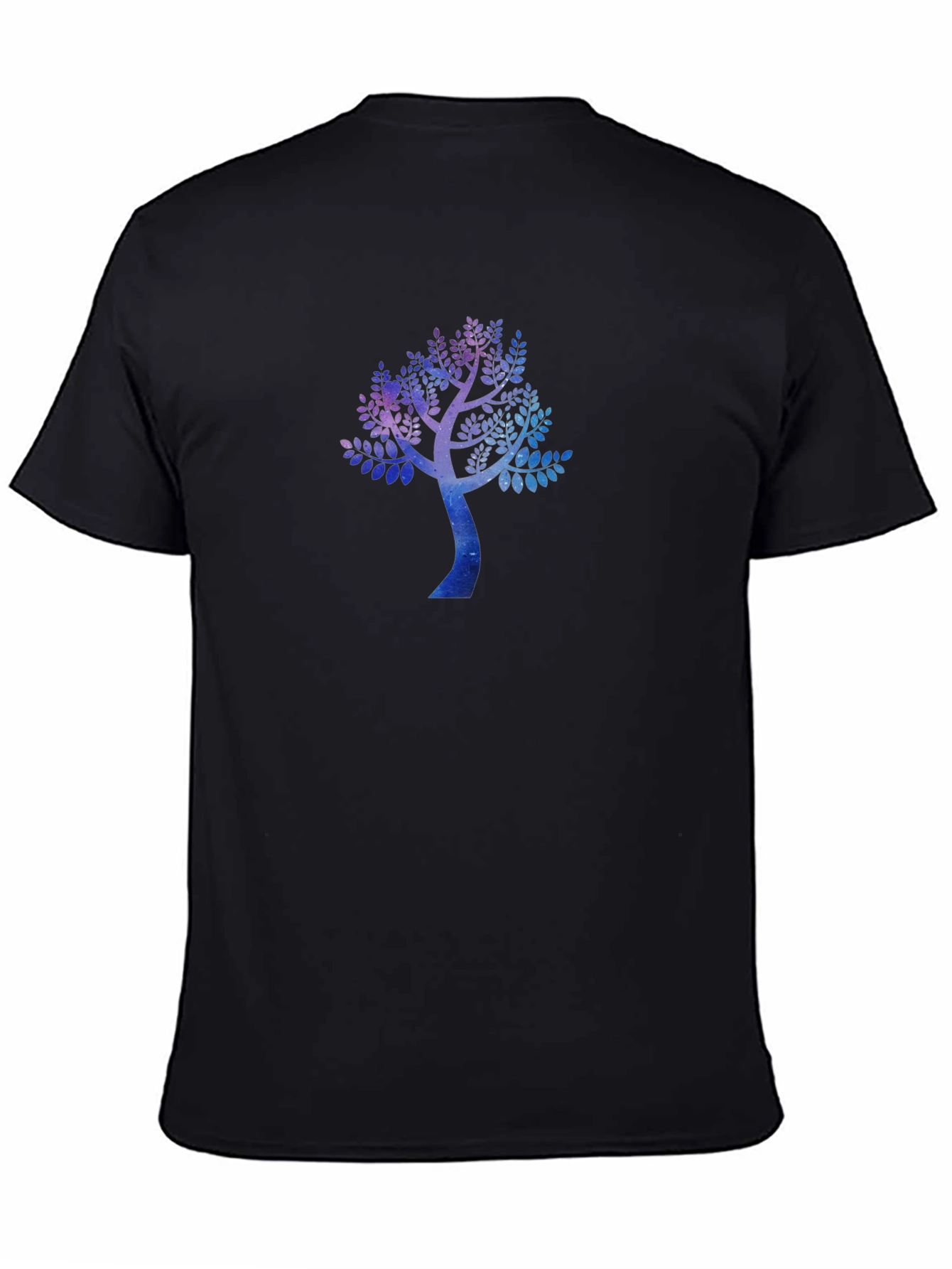 Galaxy Tree Print Black Crew Neck T-Shirt