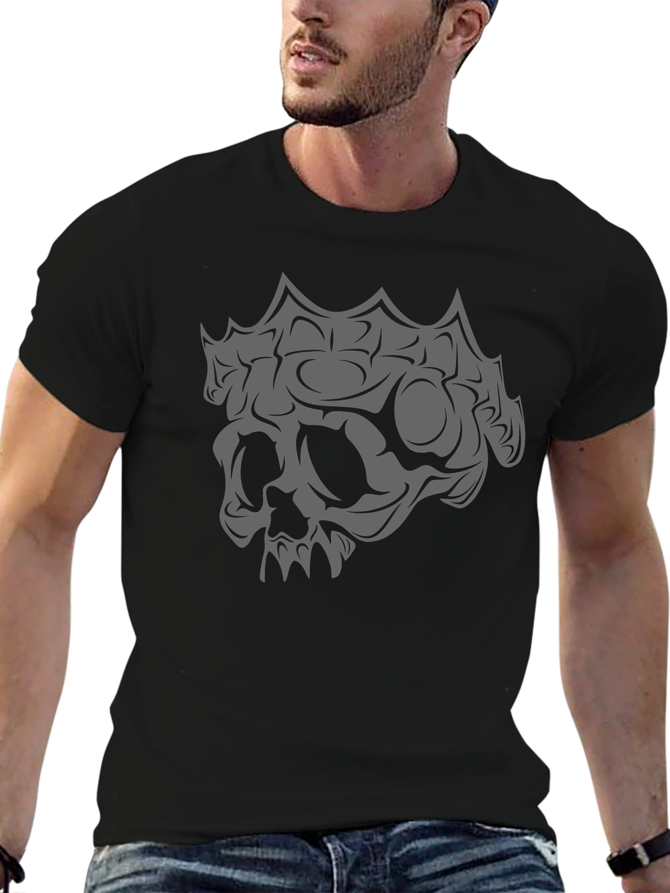 Skull Graphic Black T-Shirt - Edgy Style