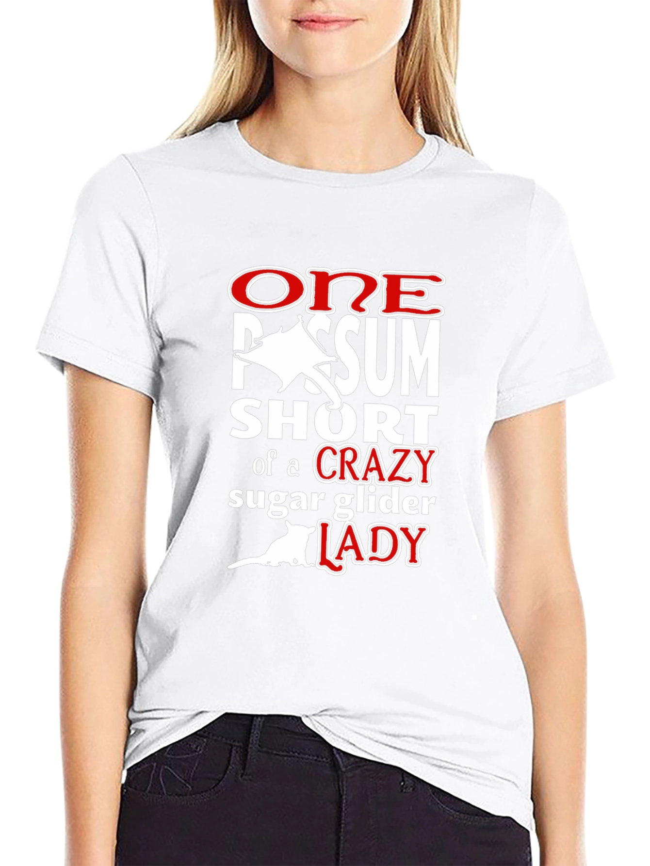 One Possum Short Crazy Sugar Glider Lady T-Shirt