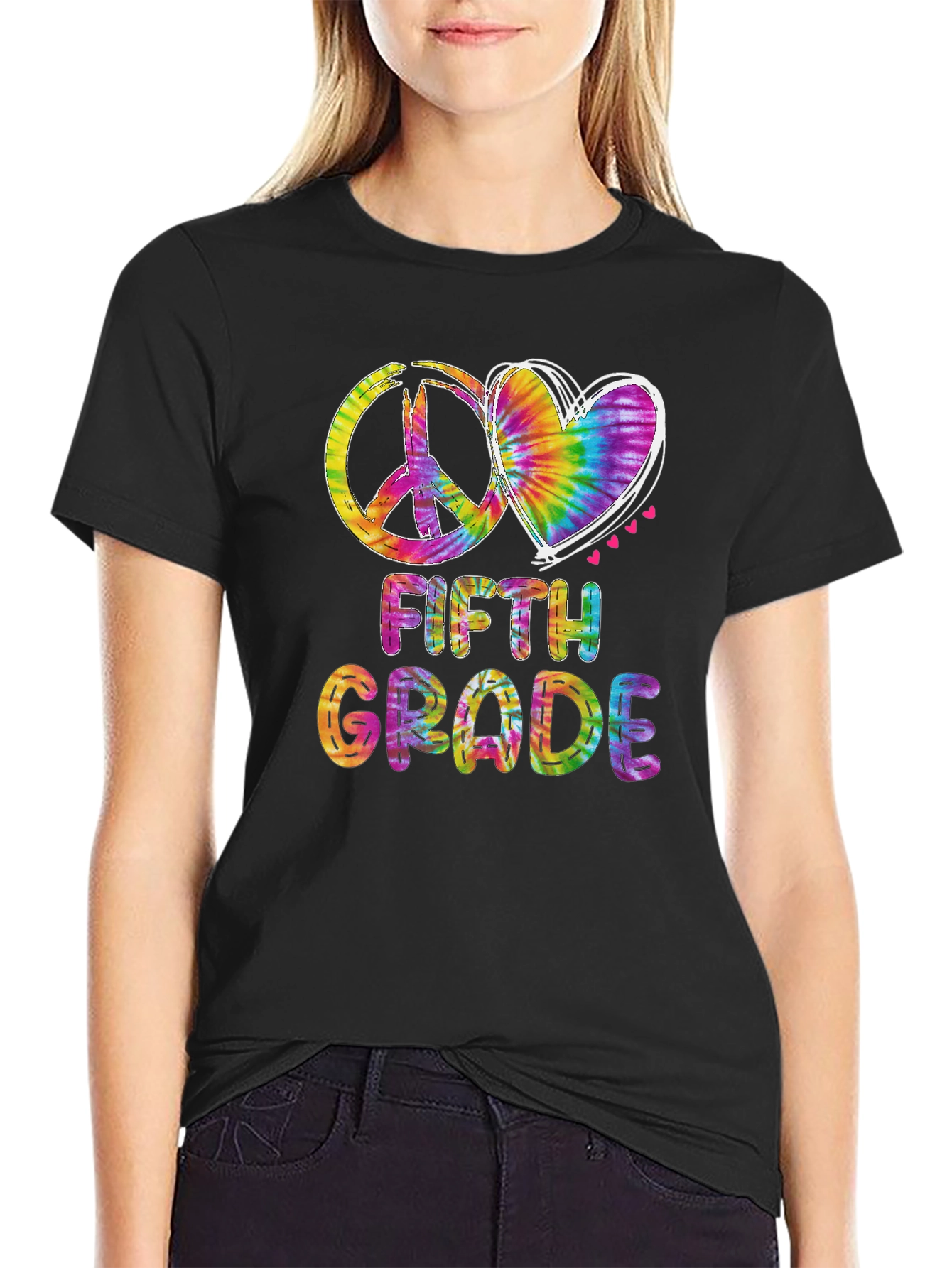 Tie Dye Peace & Love Fifth Grade T-Shirt