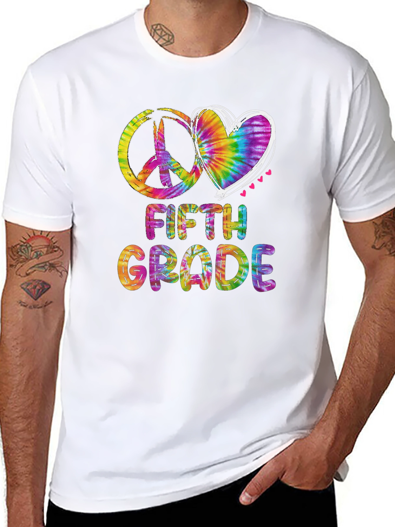 Tie Dye Peace & Love Fifth Grade T-Shirt