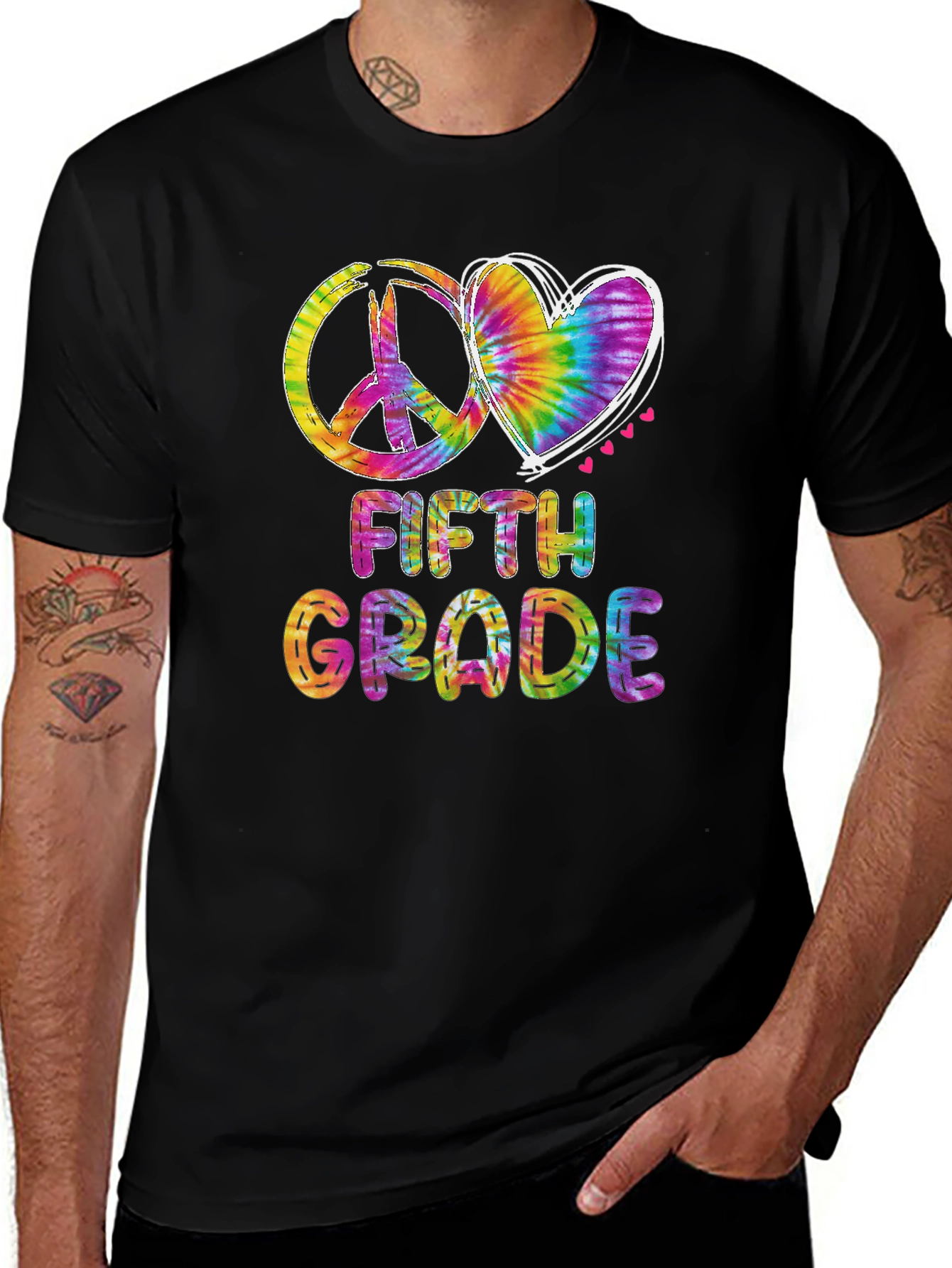 Tie Dye Peace & Love Fifth Grade T-Shirt