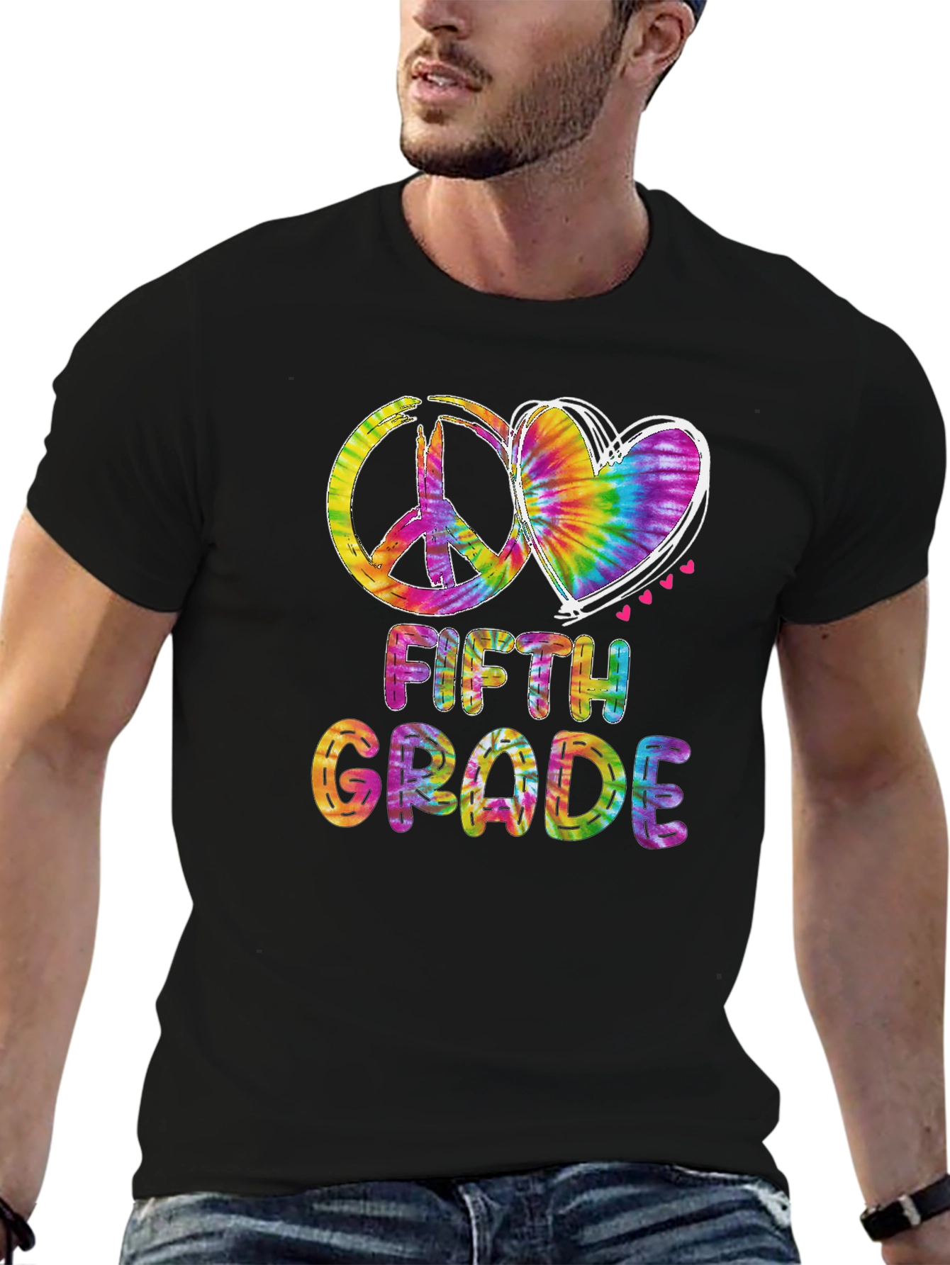 Tie Dye Peace & Love Fifth Grade T-Shirt