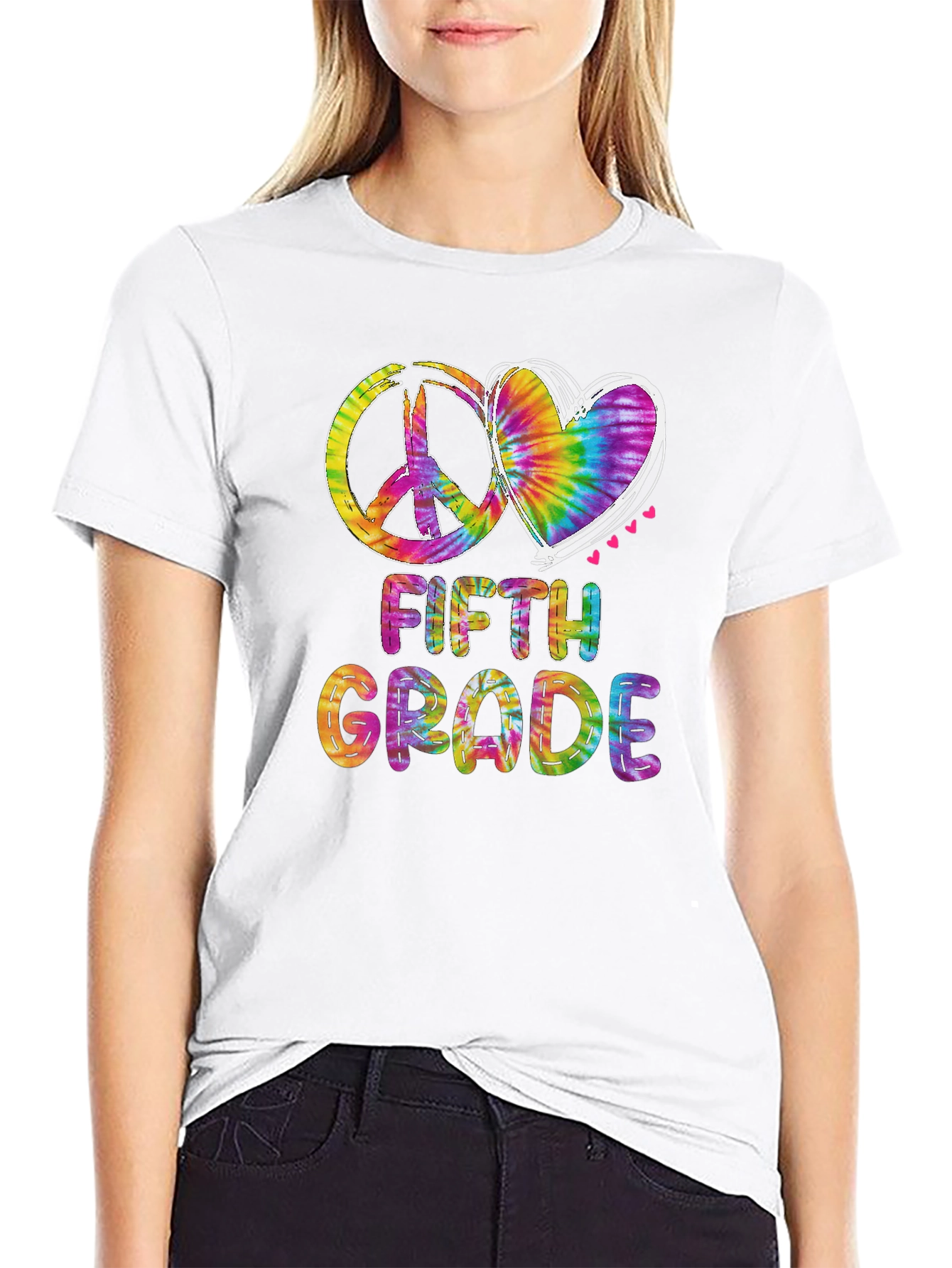 Tie Dye Peace & Love Fifth Grade T-Shirt