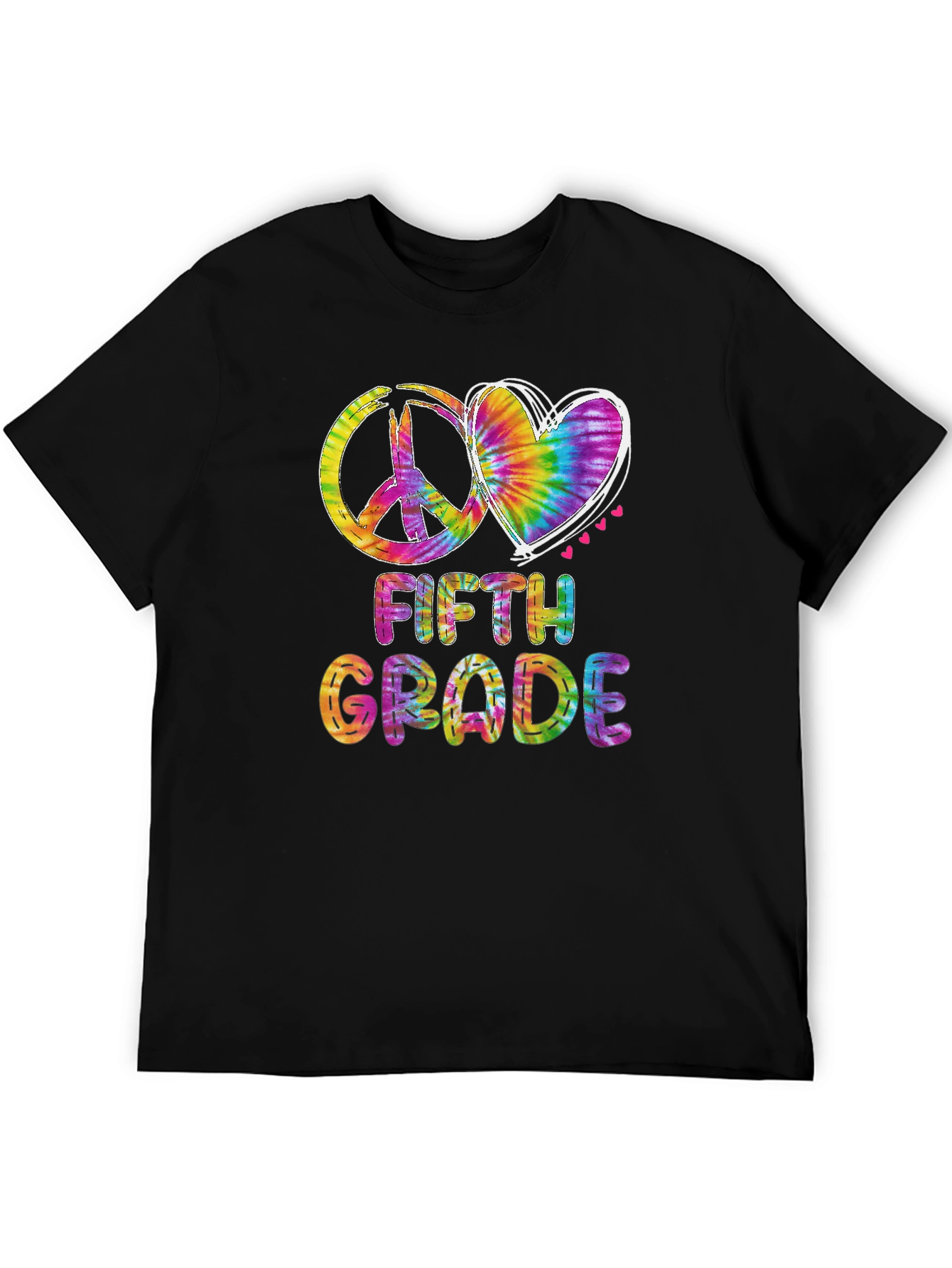 Tie Dye Peace & Love Fifth Grade T-Shirt
