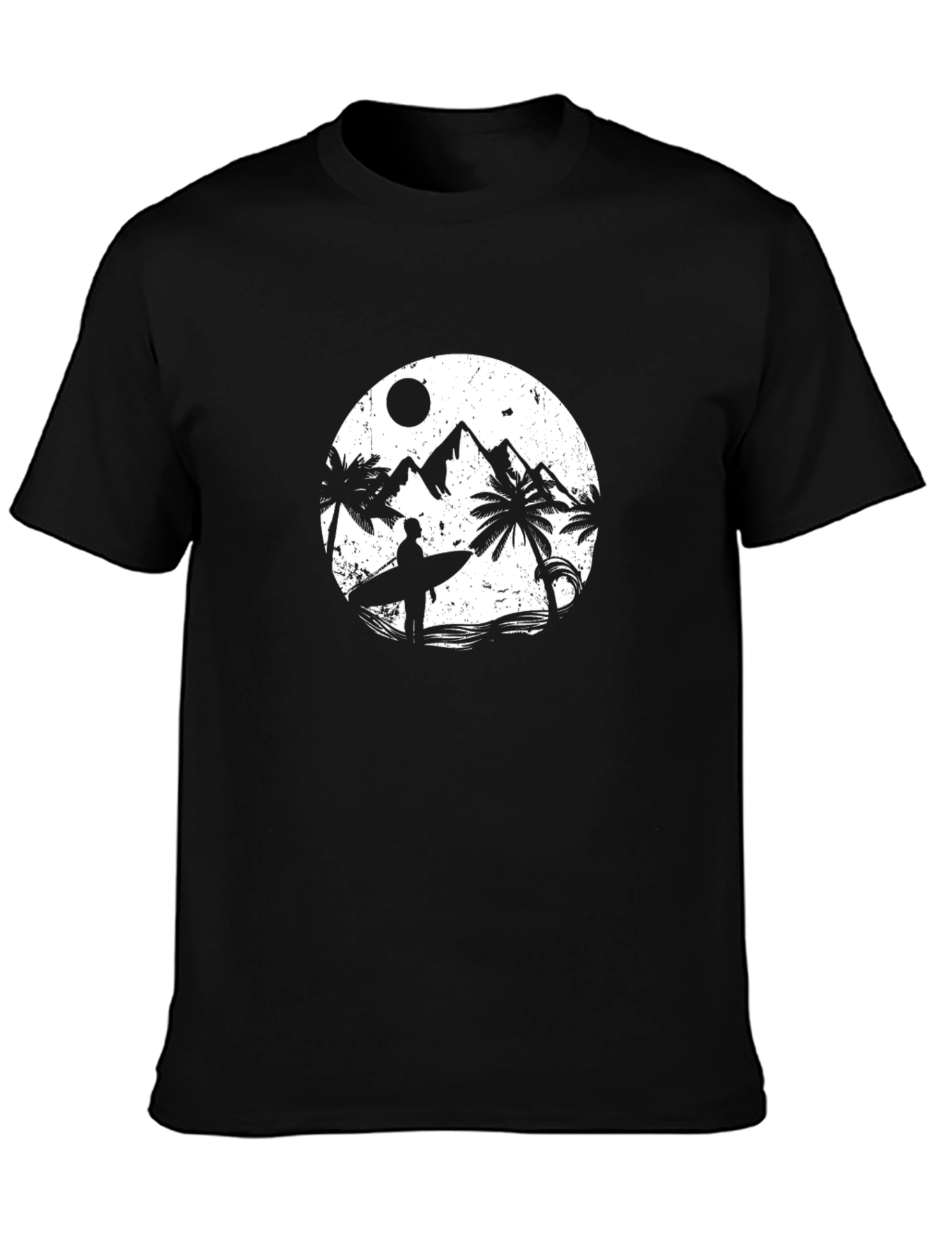 Surfer Graphic Tee - Black Cotton T-Shirt