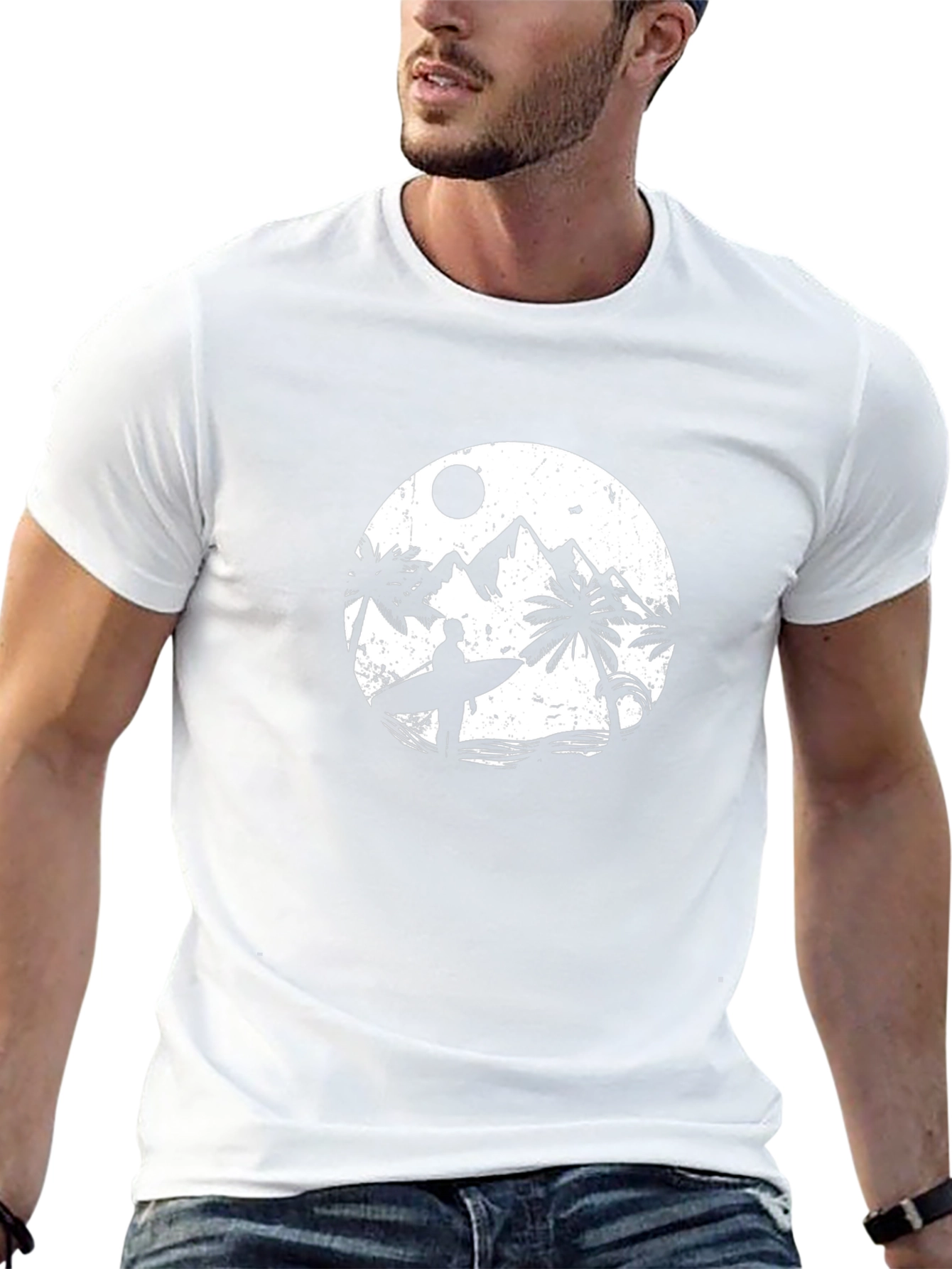 Surfer Graphic Tee - Black Cotton T-Shirt