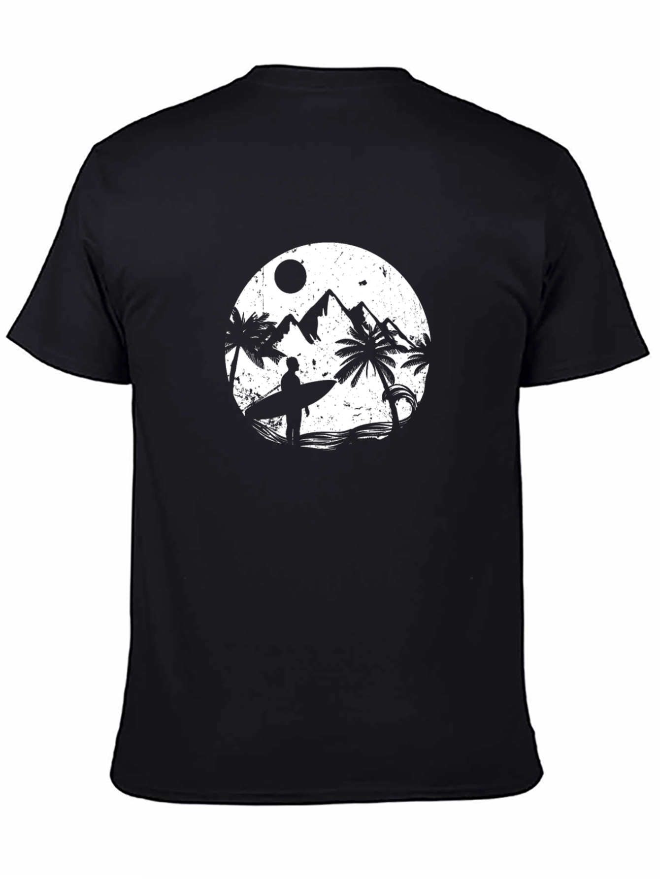 Surfer Graphic Tee - Black Cotton T-Shirt