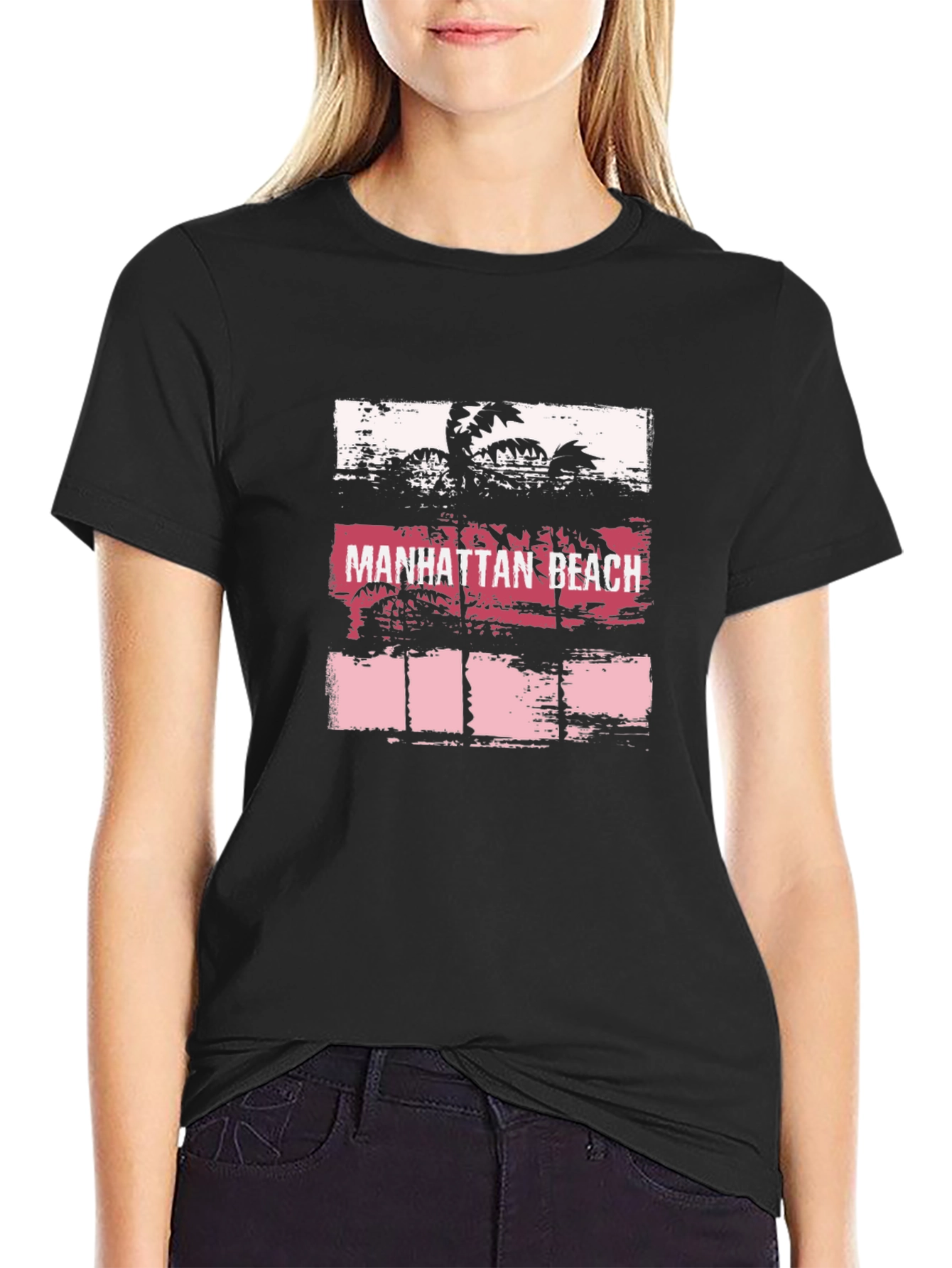 Manhattan Beach Graphic Tee - Palm Tree Sunset