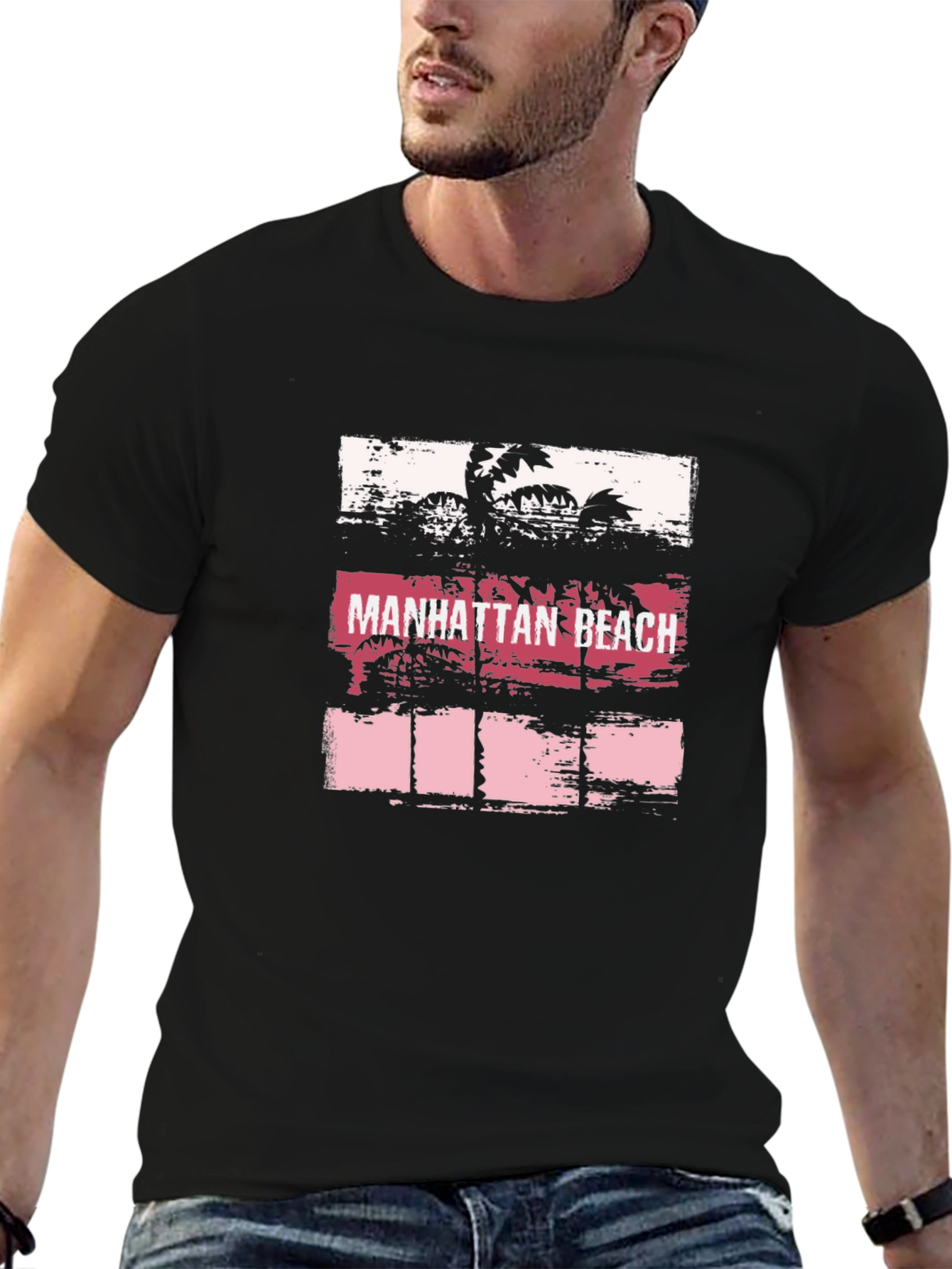 Manhattan Beach Graphic Tee - Palm Tree Sunset