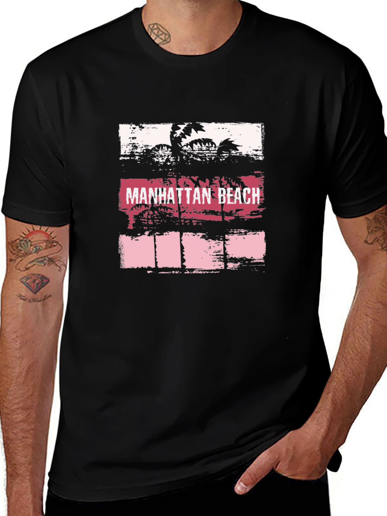 Manhattan Beach Graphic Tee - Palm Tree Sunset
