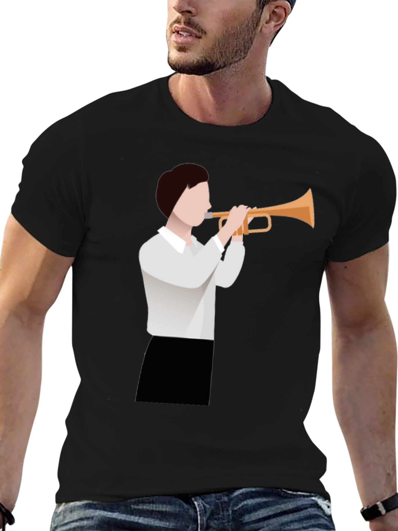 Trumpet Player Graphic T-Shirt - Black