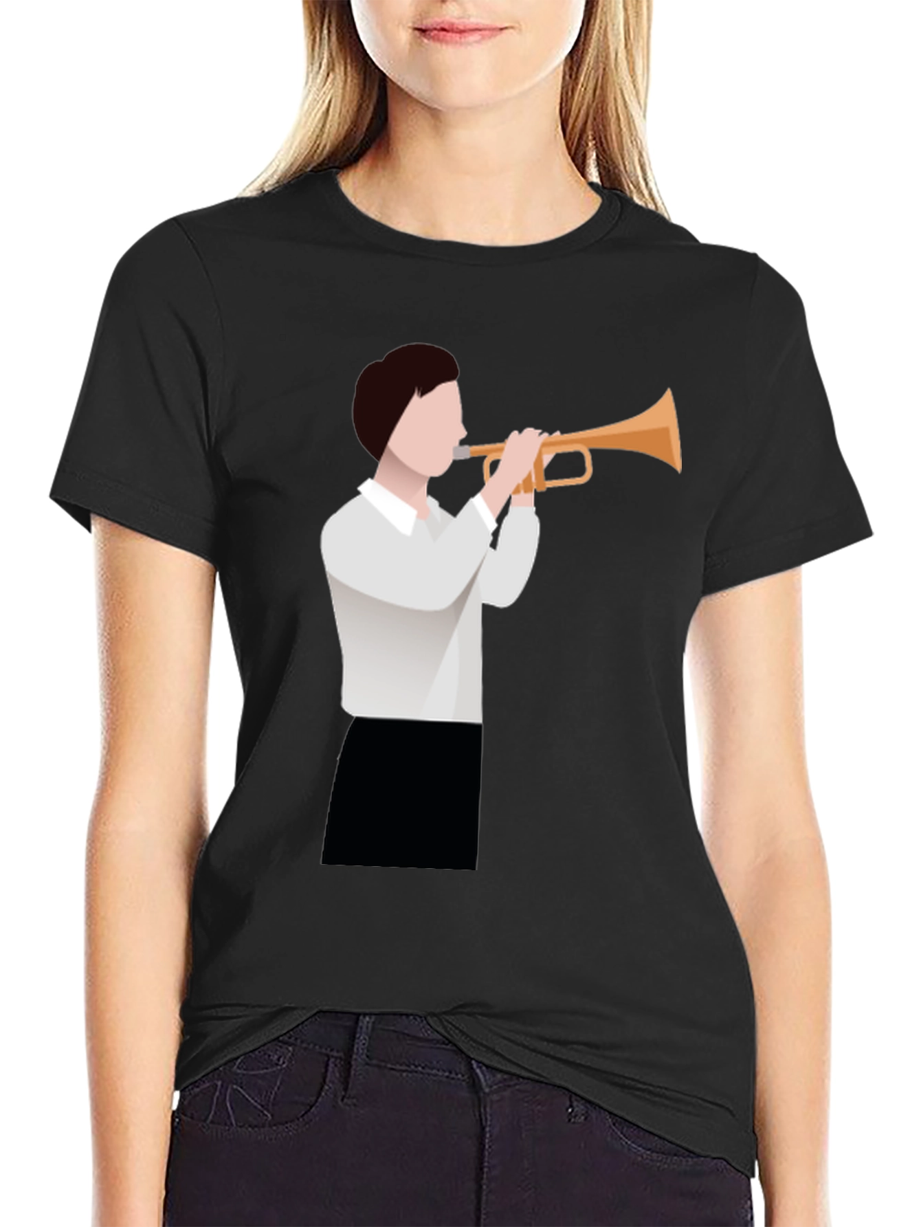 Trumpet Player Graphic T-Shirt - Black