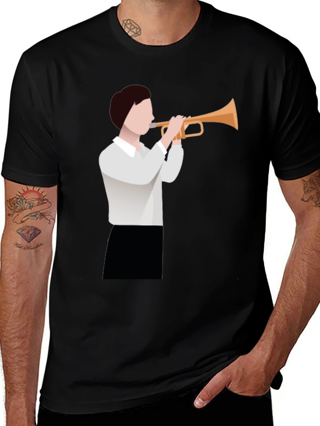 Trumpet Player Graphic T-Shirt - Black