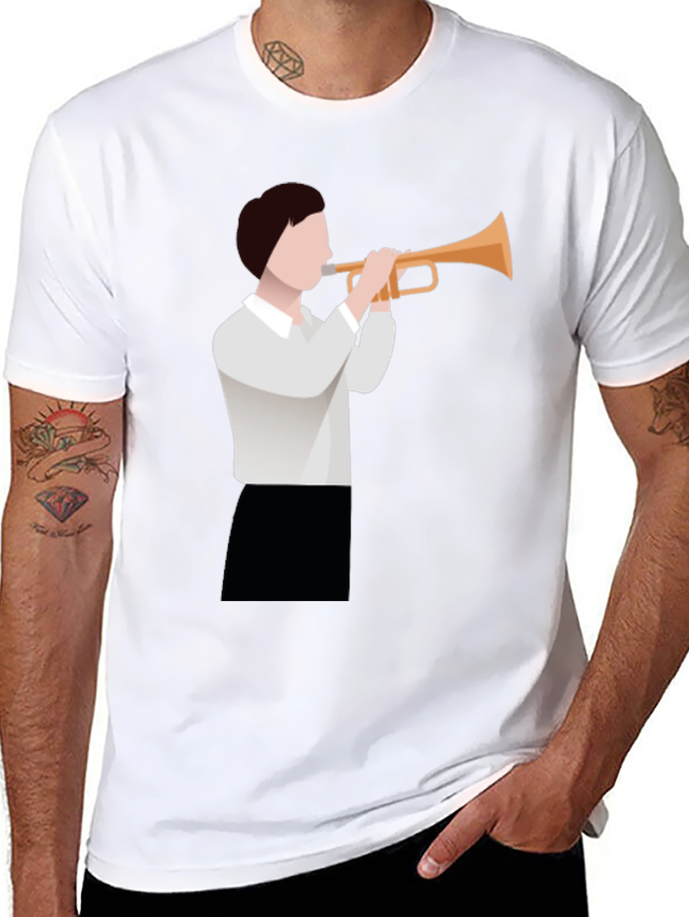 Trumpet Player Graphic T-Shirt - Black