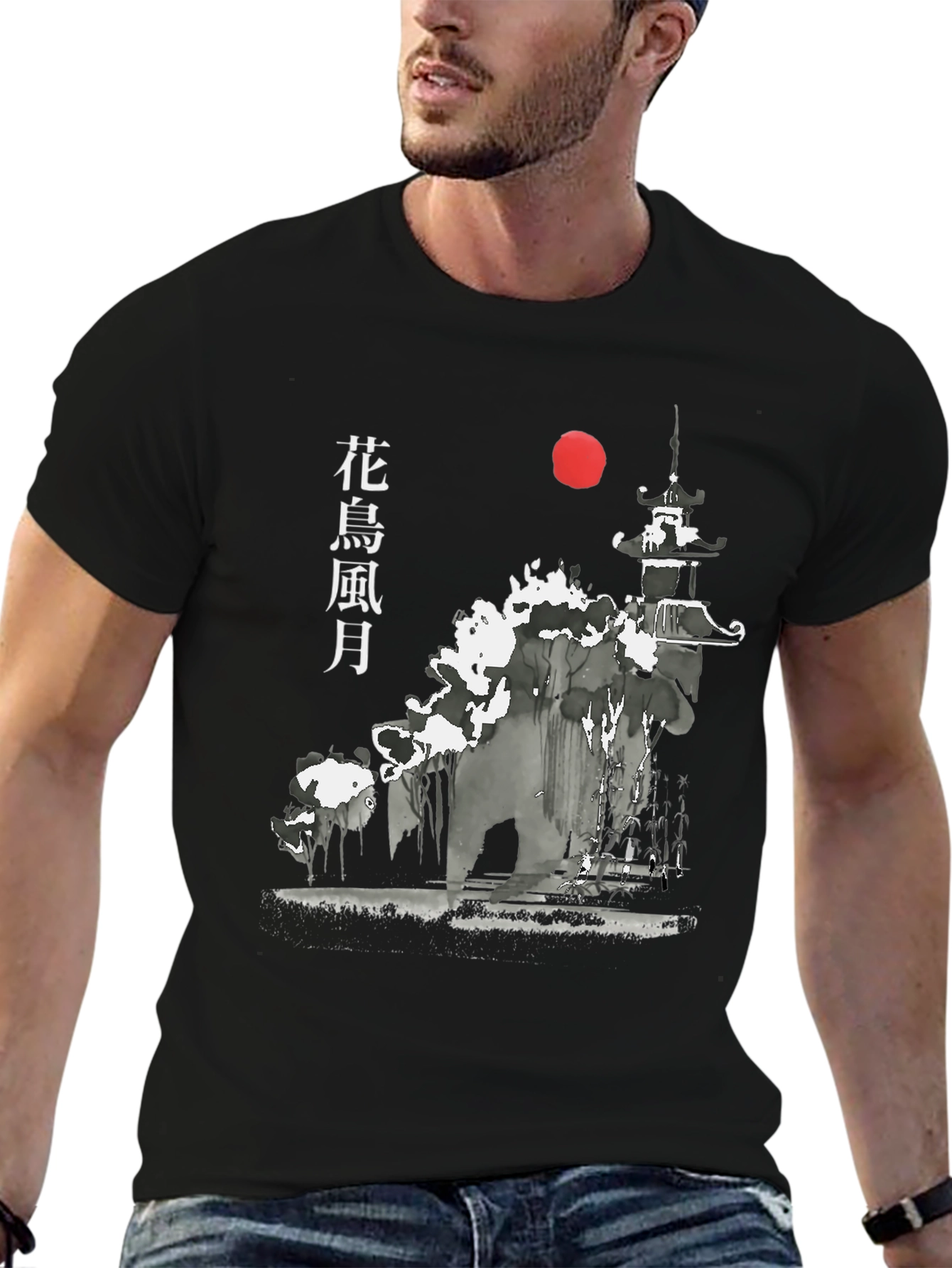 Japanese Art Style Graphic Print T-Shirt