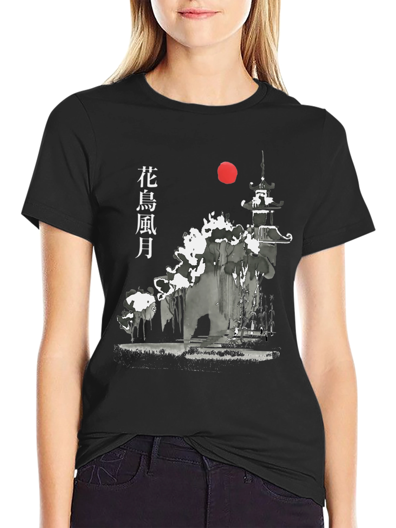 Japanese Art Style Graphic Print T-Shirt