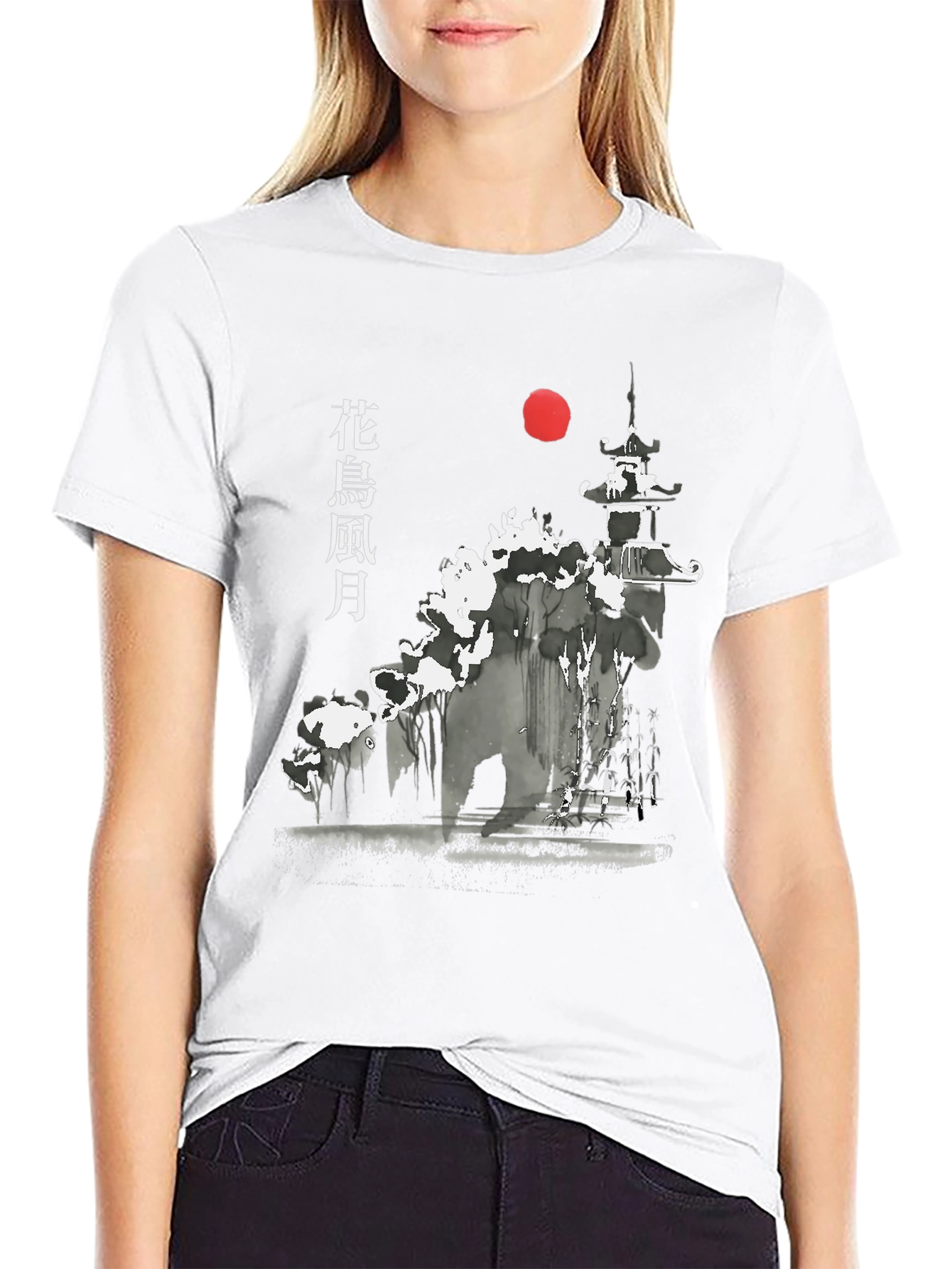 Japanese Art Style Graphic Print T-Shirt