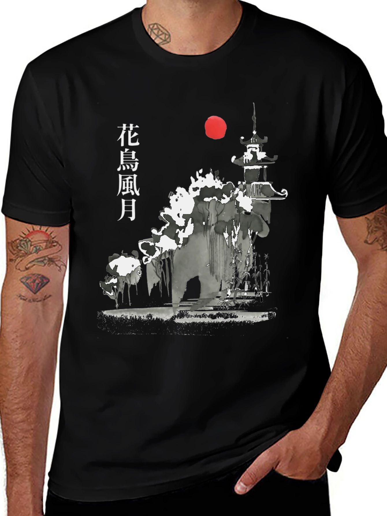 Japanese Art Style Graphic Print T-Shirt