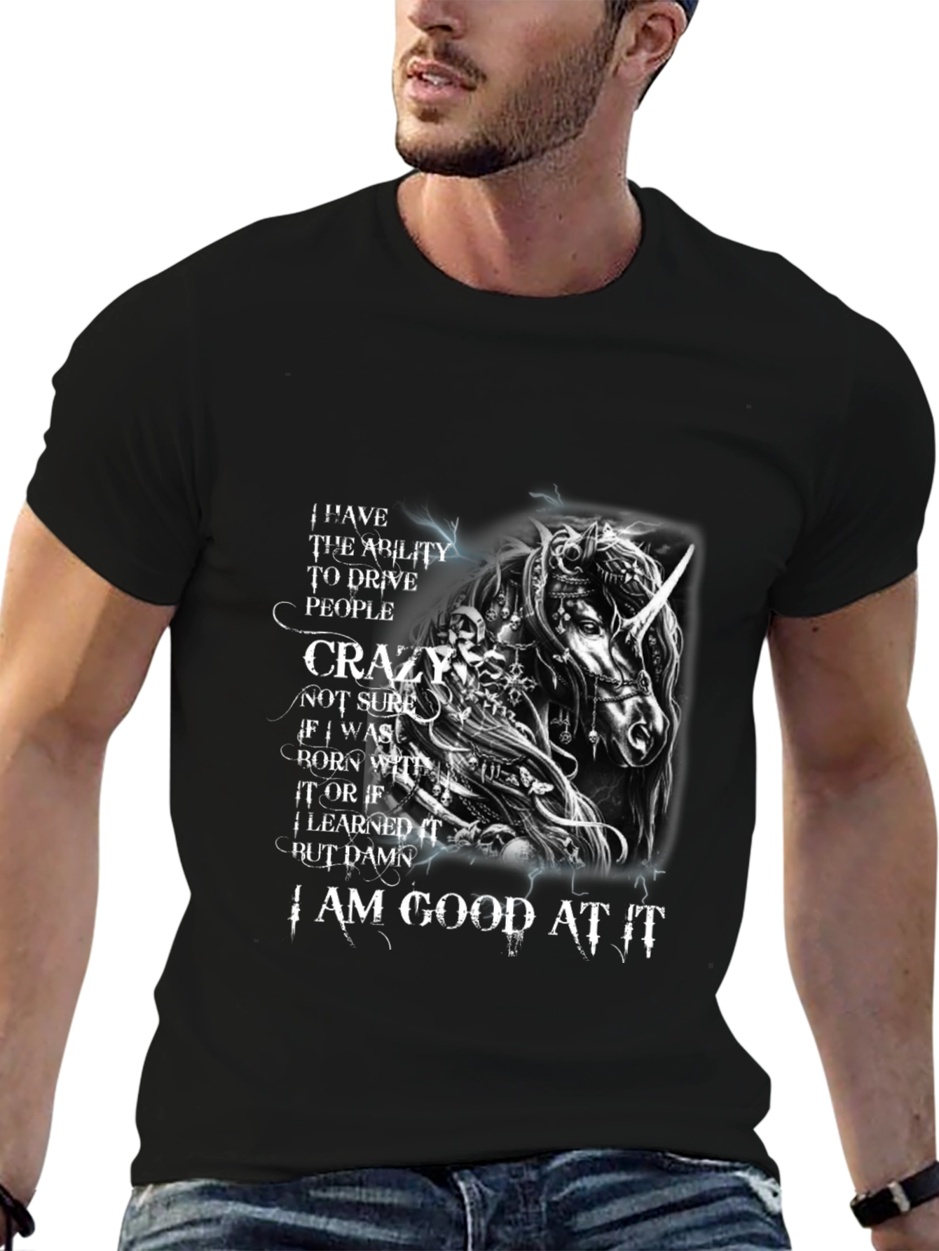 Unicorn Drive People Crazy Black T-Shirt