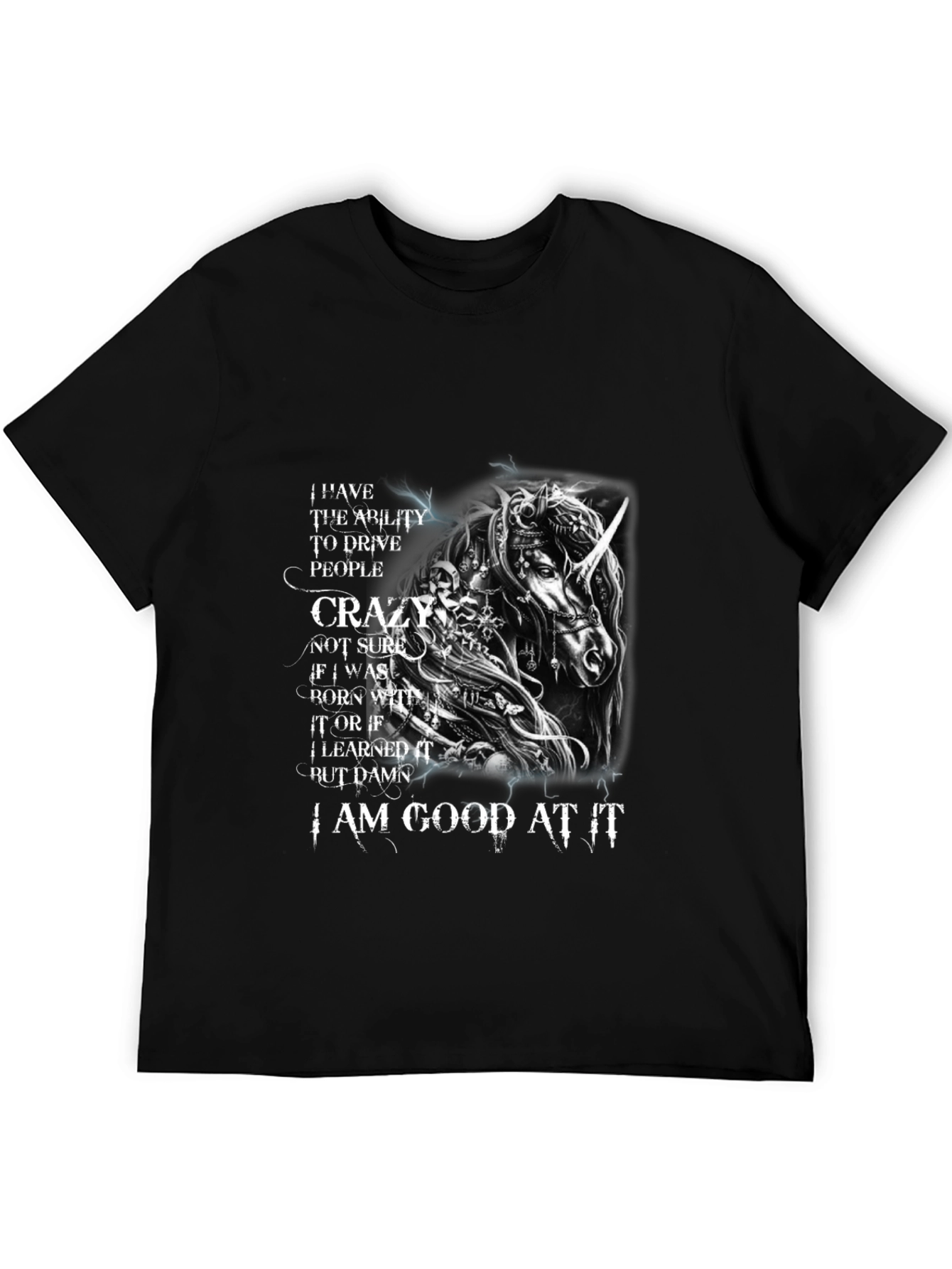 Unicorn Drive People Crazy Black T-Shirt