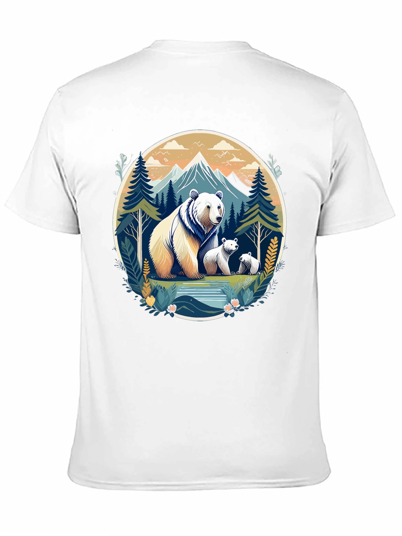 Bear Family Mountain Graphic T-Shirt