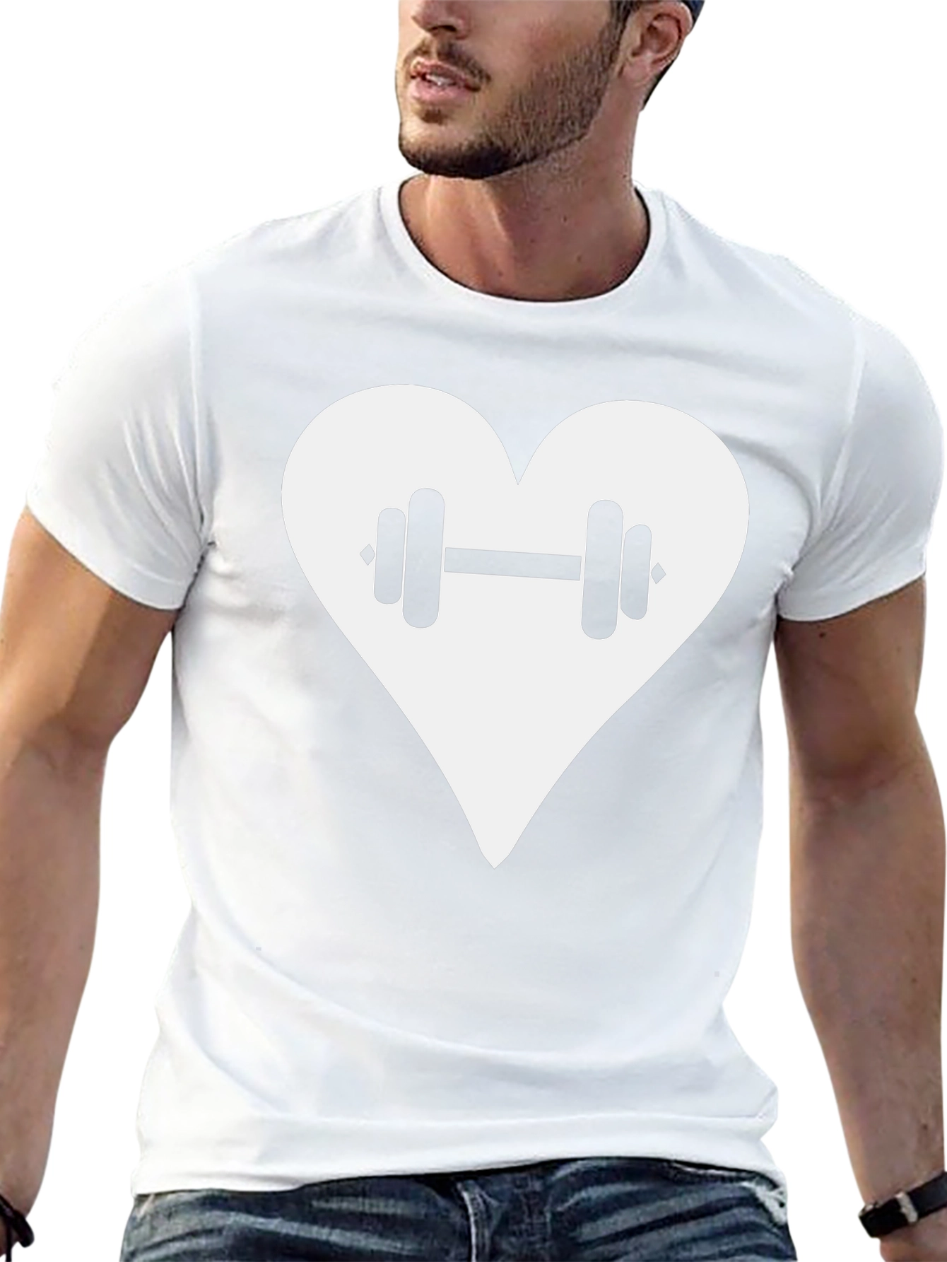 Love Fitness T-Shirt - Heart & Dumbbell Graphic Tee