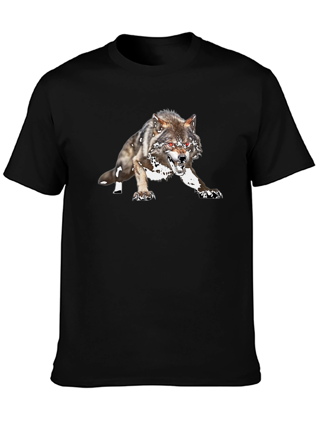 Black Wolf Graphic Tee - Fierce Animal Design