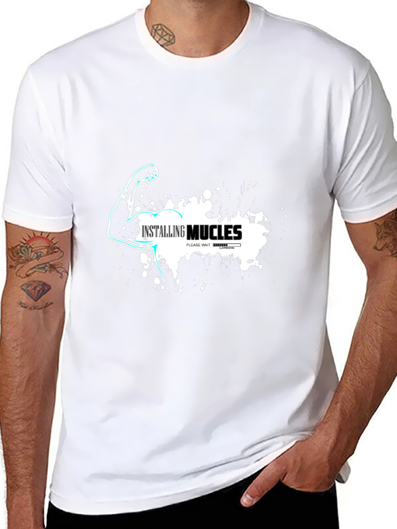 Installing Mucles Black Graphic Tee