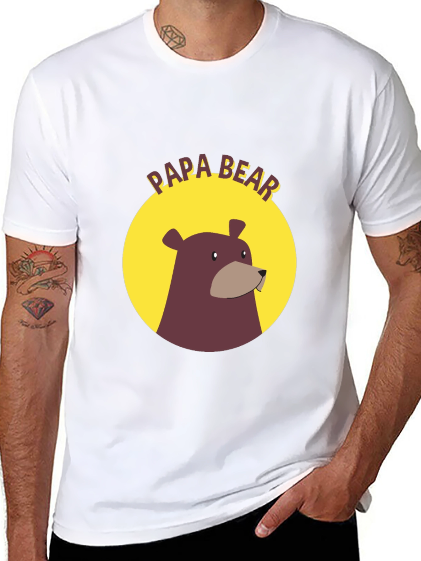 Papa Bear Graphic Tee - Black Cotton Comfort
