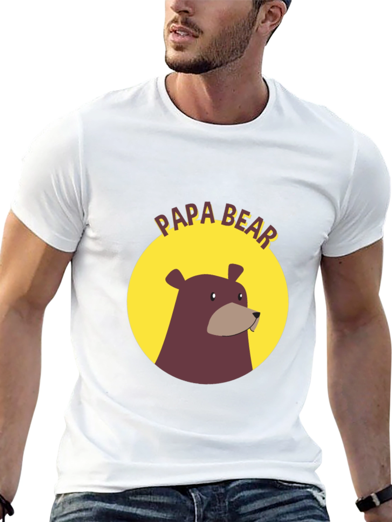 Papa Bear Graphic Tee - Black Cotton Comfort