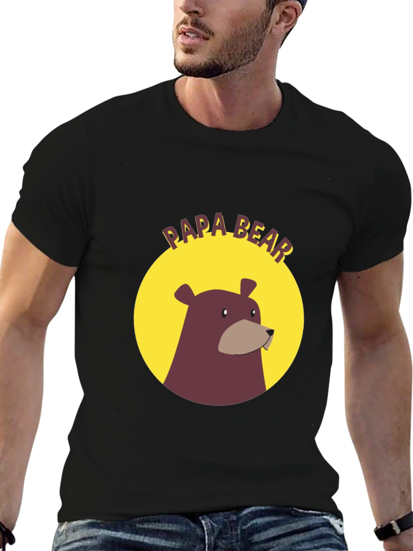 Papa Bear Graphic Tee - Black Cotton Comfort
