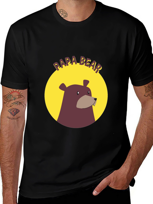 Papa Bear Graphic Tee - Black Cotton Comfort