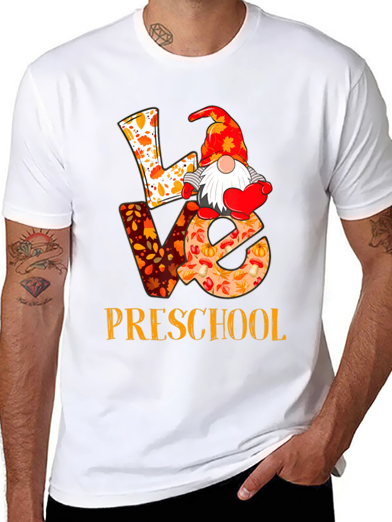 Love Preschool Fall Gnome Teacher T-Shirt