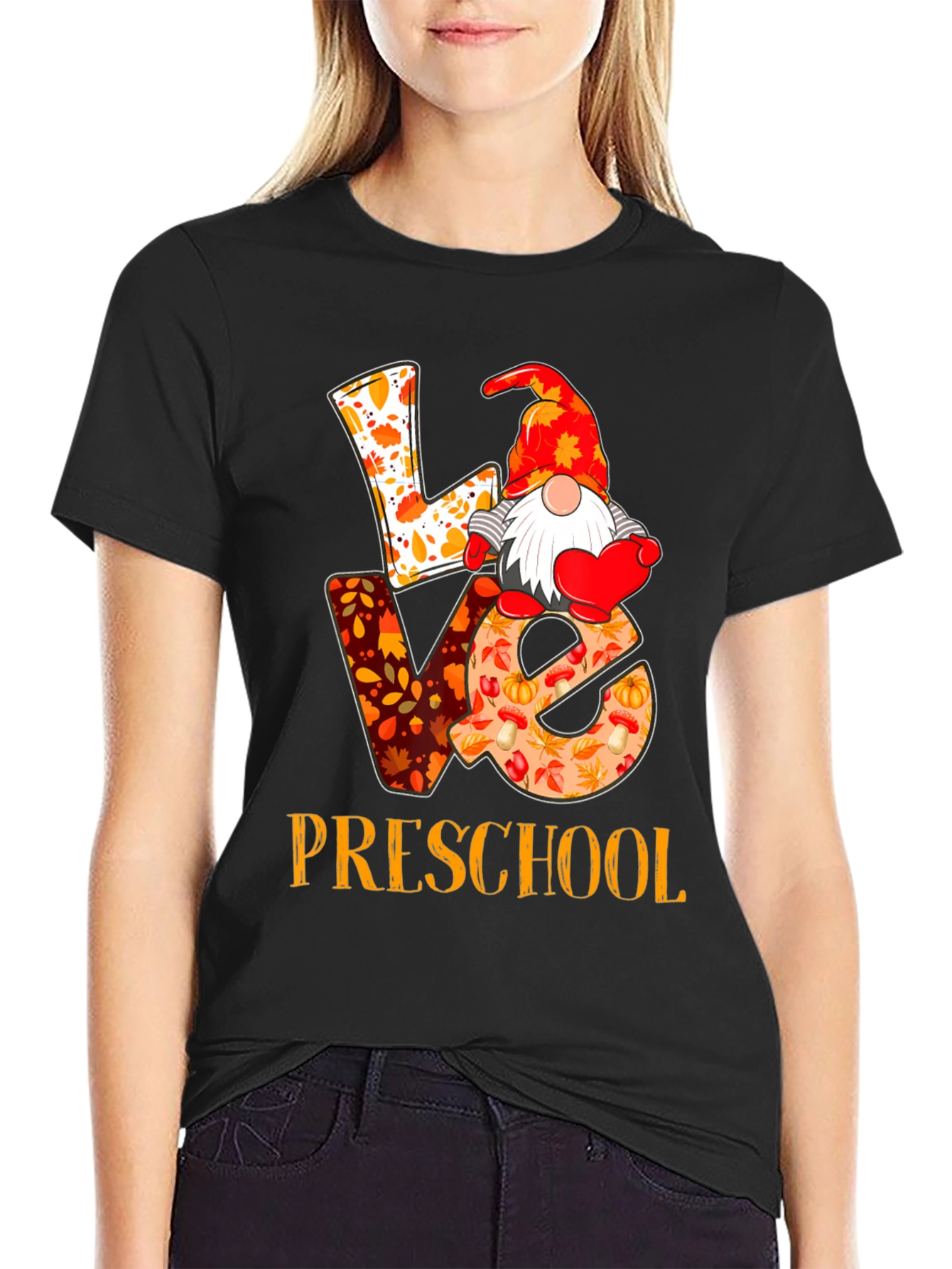 Love Preschool Fall Gnome Teacher T-Shirt