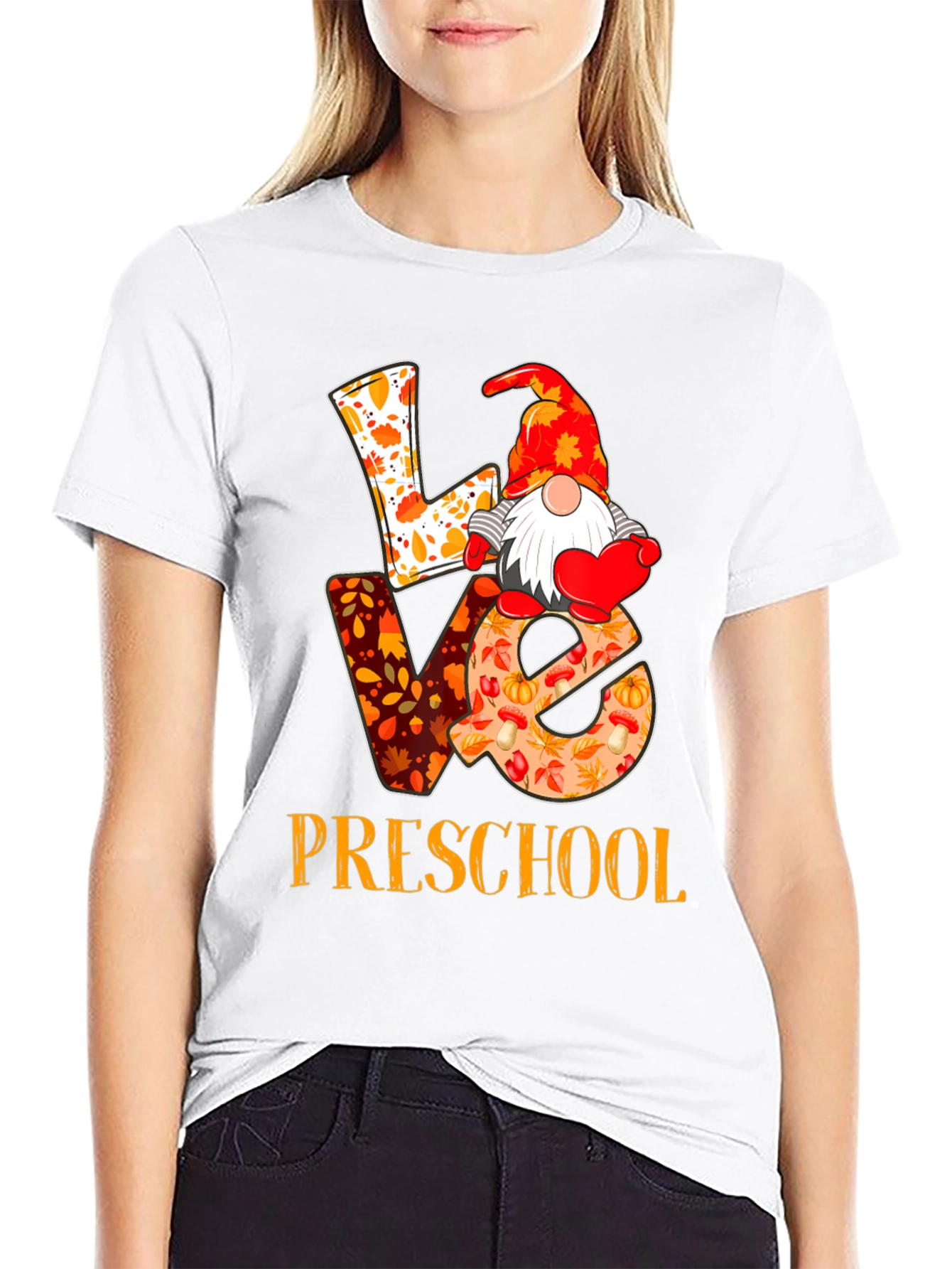 Love Preschool Fall Gnome Teacher T-Shirt