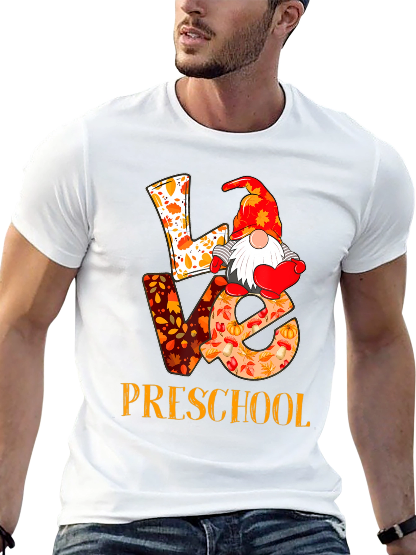 Love Preschool Fall Gnome Teacher T-Shirt