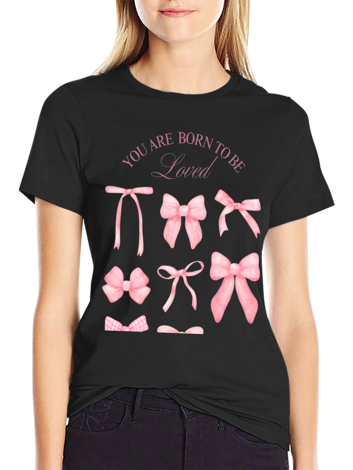 Born to be Loved Pink Bow T-Shirt
