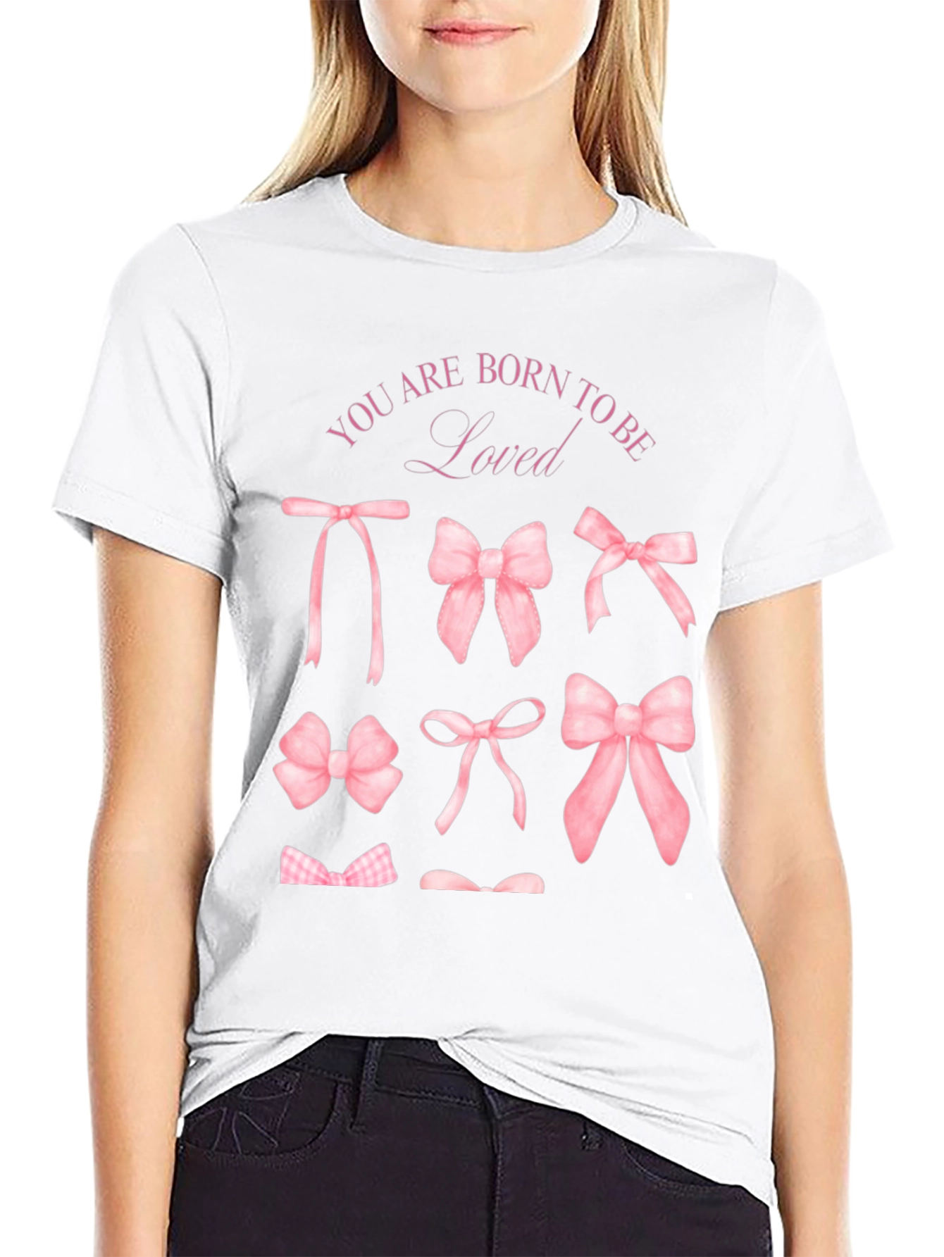 Born to be Loved Pink Bow T-Shirt
