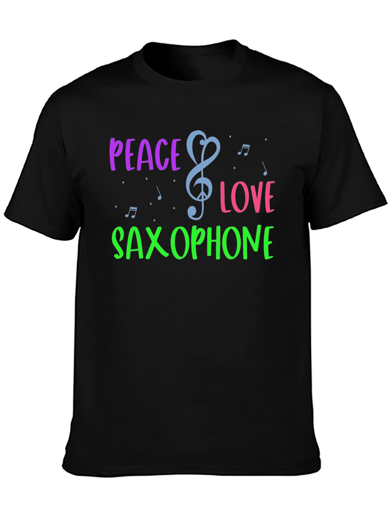 Peace Love Saxophone Graphic T-Shirt