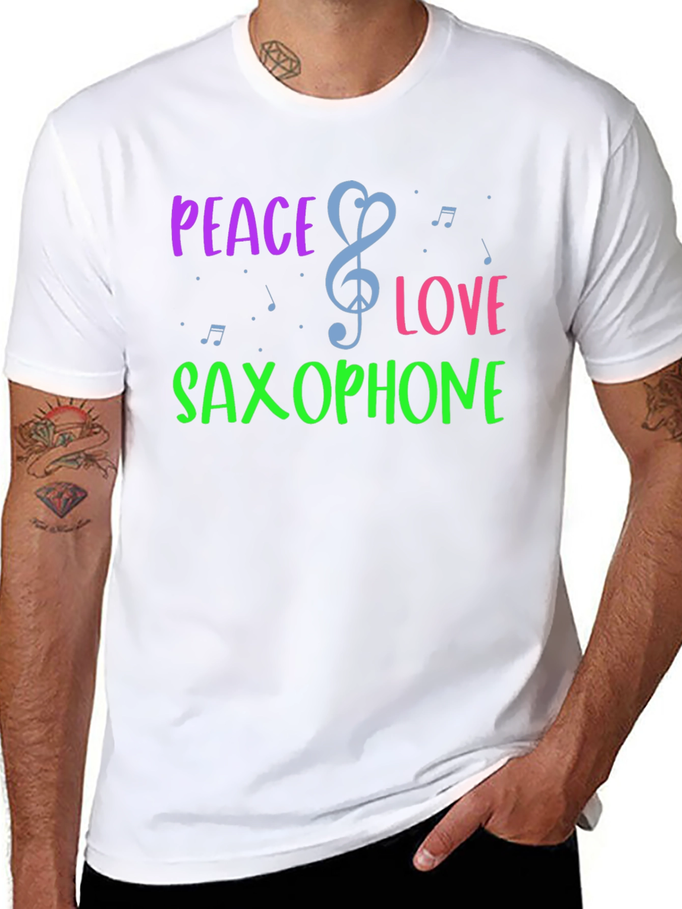 Peace Love Saxophone Graphic T-Shirt