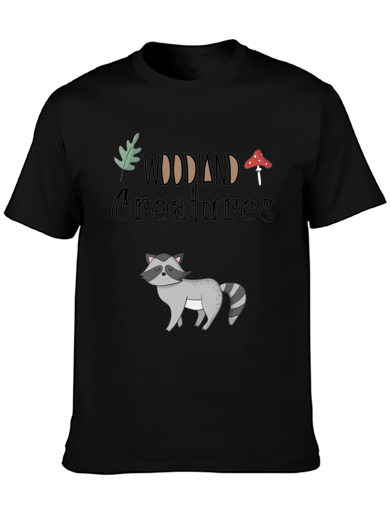 Woodland Creatures Graphic Tee - Black